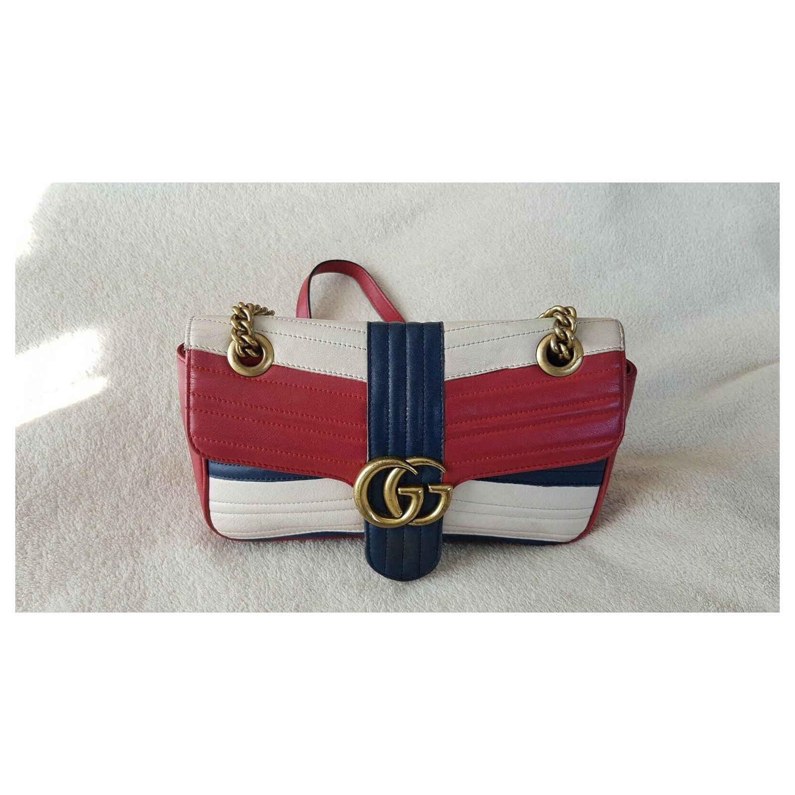 Gucci Marmont small 26/16 limited edition White Red Blue Leather