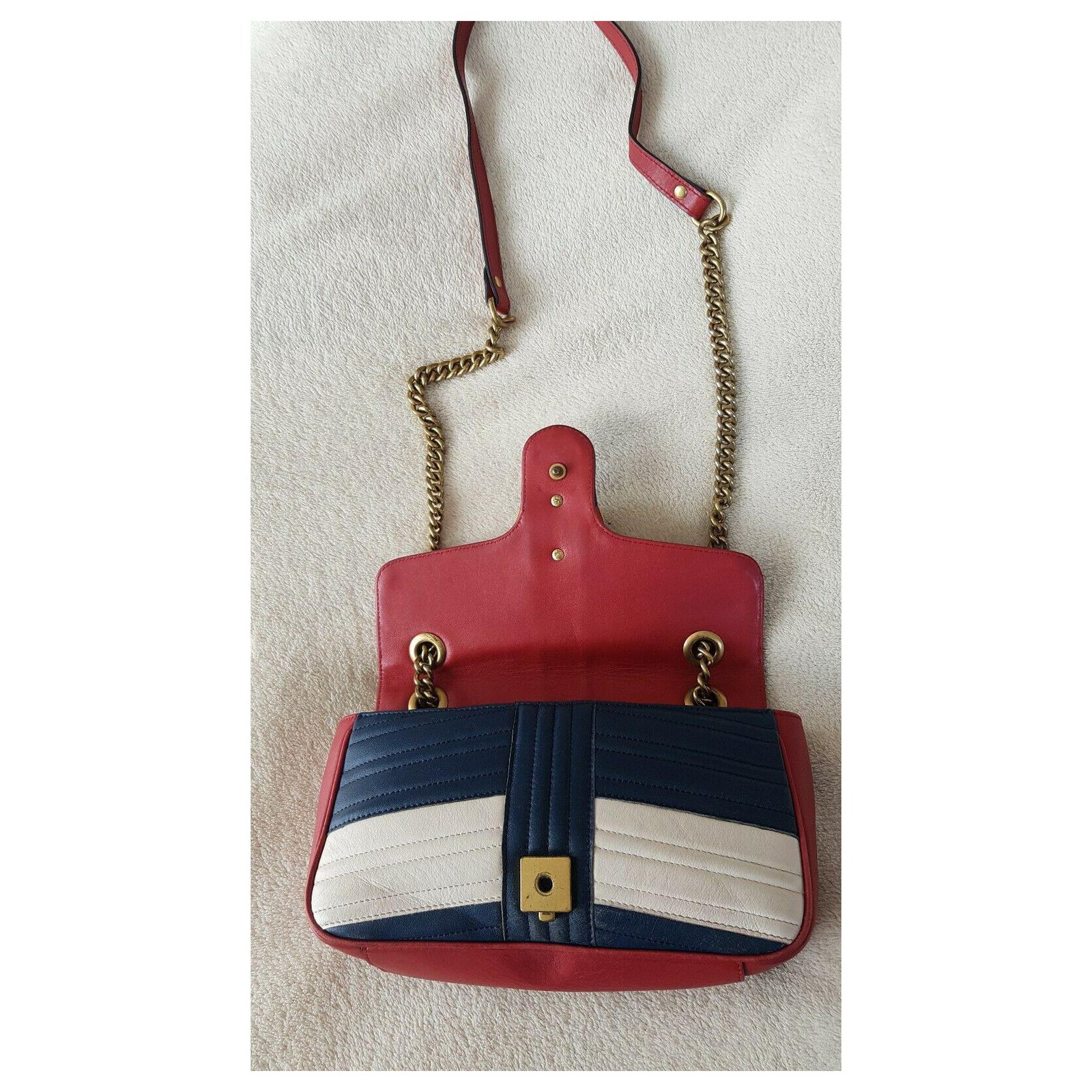 Gucci Marmont small 26/16 limited edition White Red Blue Leather