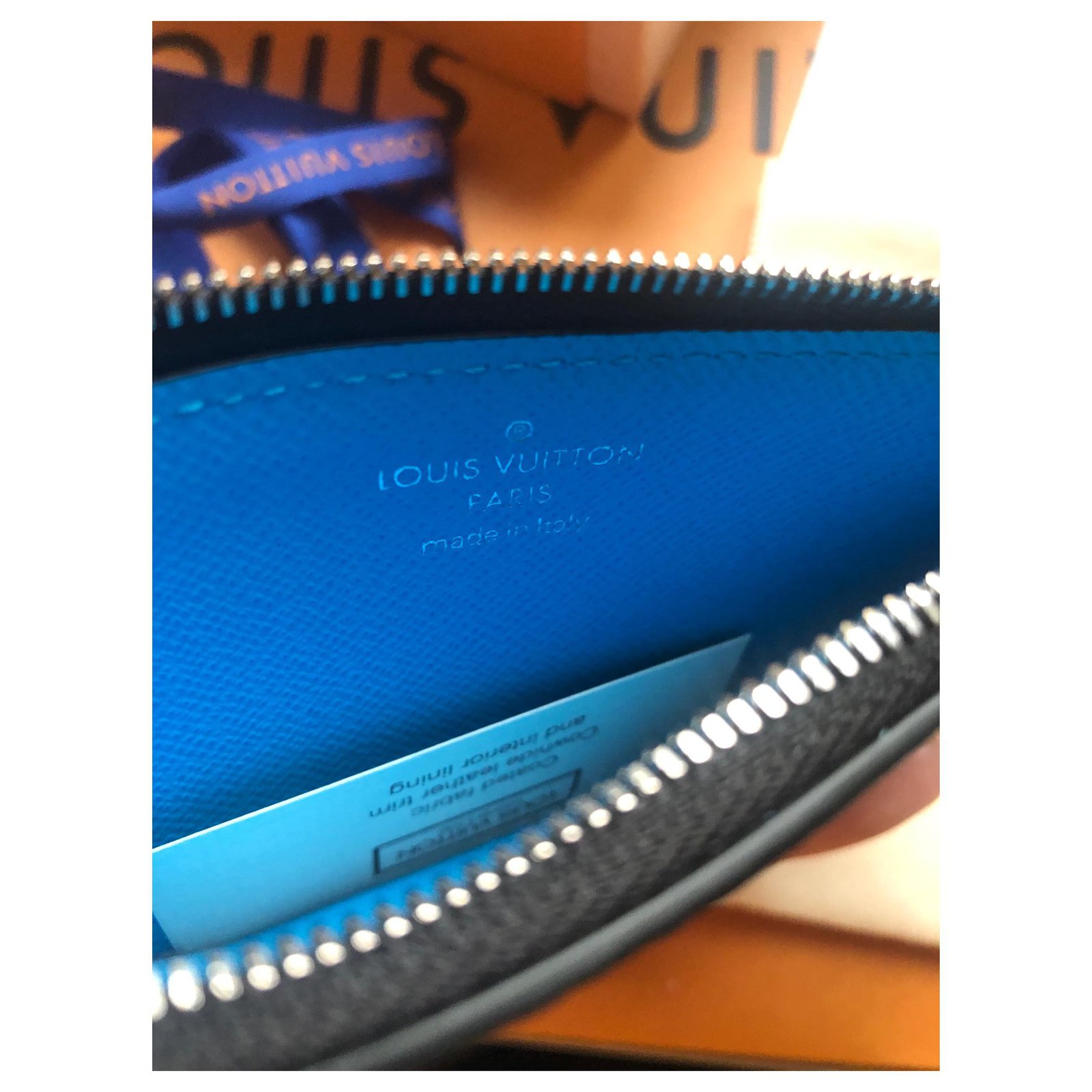 Louis Vuitton LV coin card holder new Blue Leather ref.239420