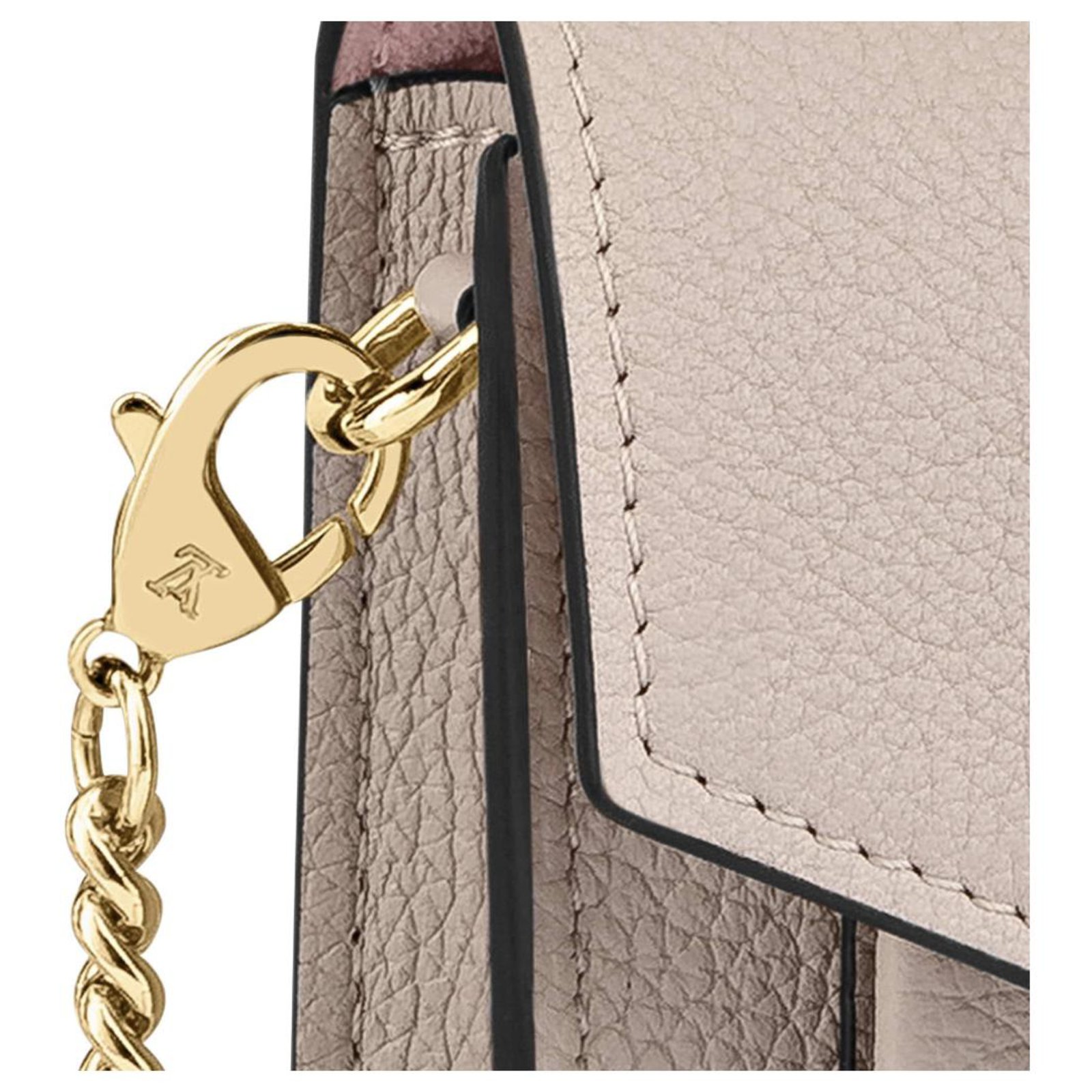 Louis Vuitton Mini Mylockme with chain pochette Beige Leather ref.186103 -  Joli Closet