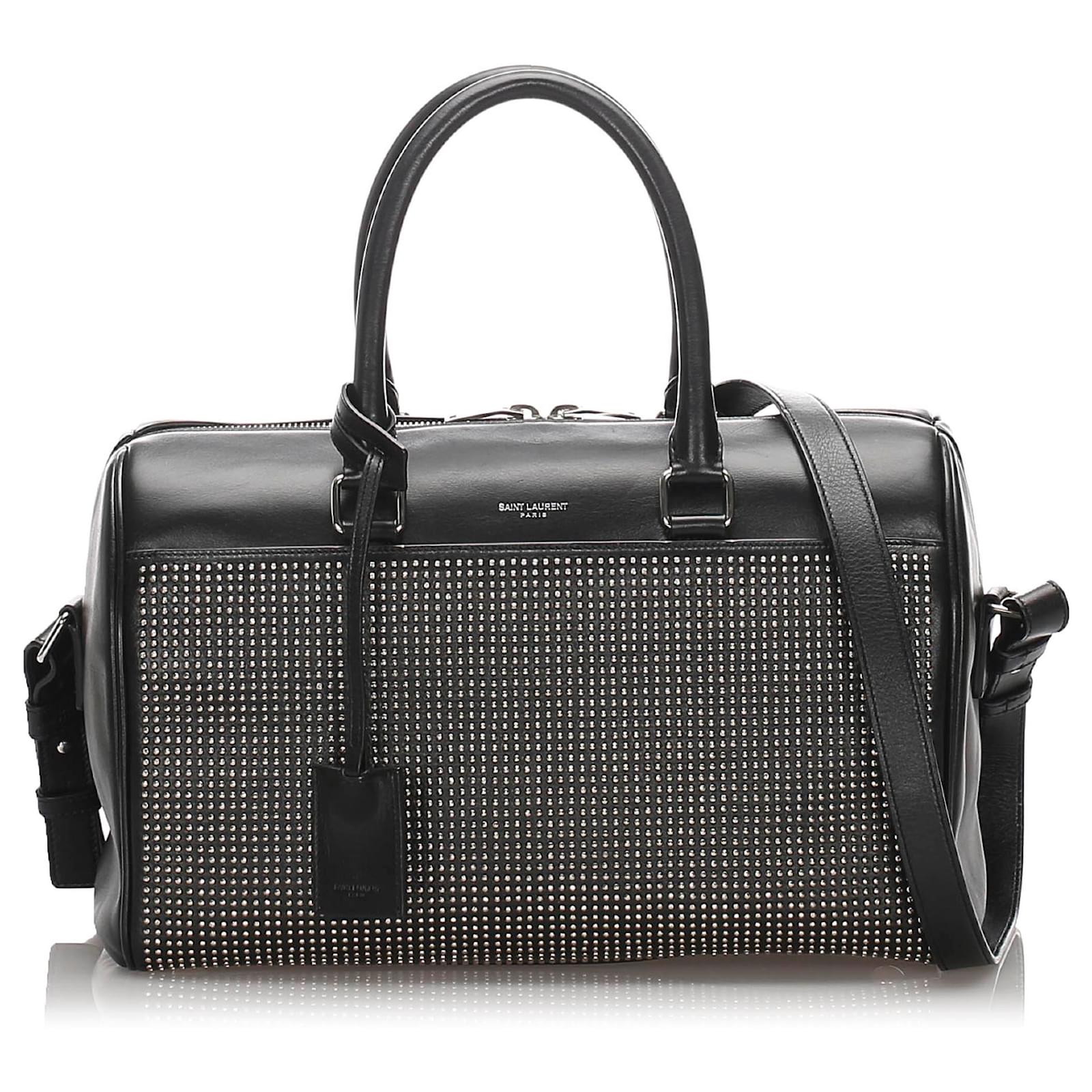 Yves Saint Laurent YSL Black Studded Baby Classic Duffel Bag Leather