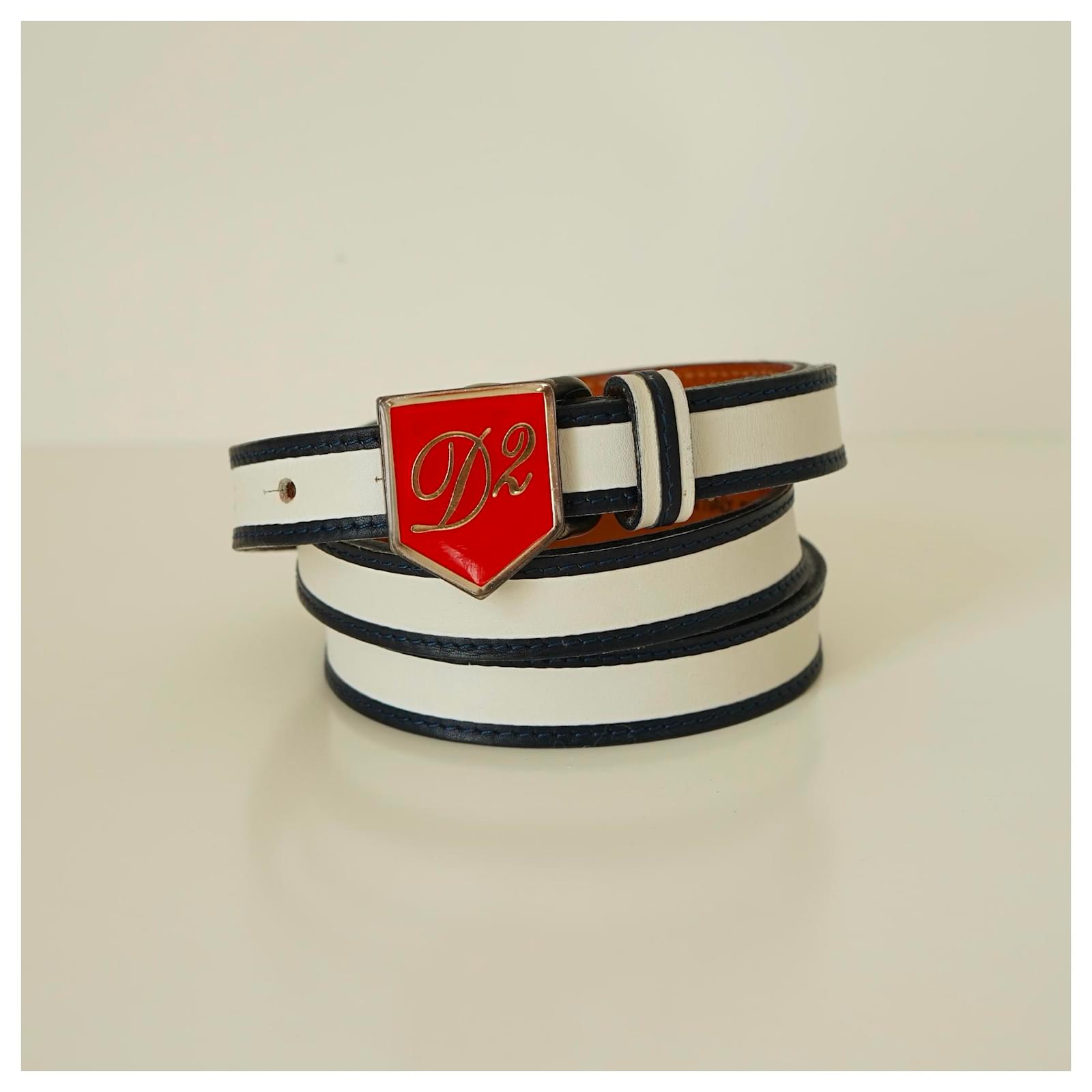 Ceinture Vintage Dsquared2 En Cuir – 105 Cm – Rouge – Fabriquée En Italie