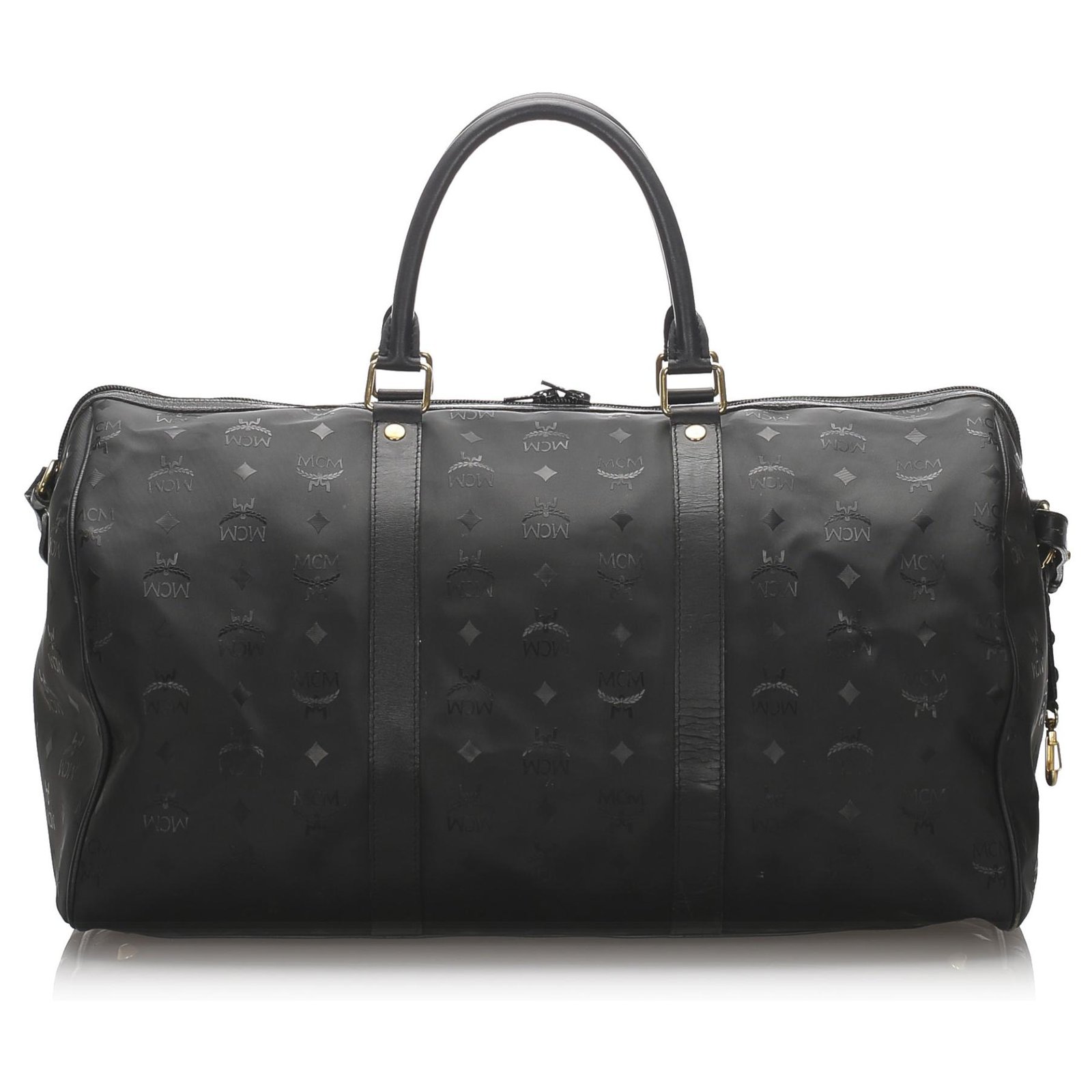 Black mcm duffle bag sale