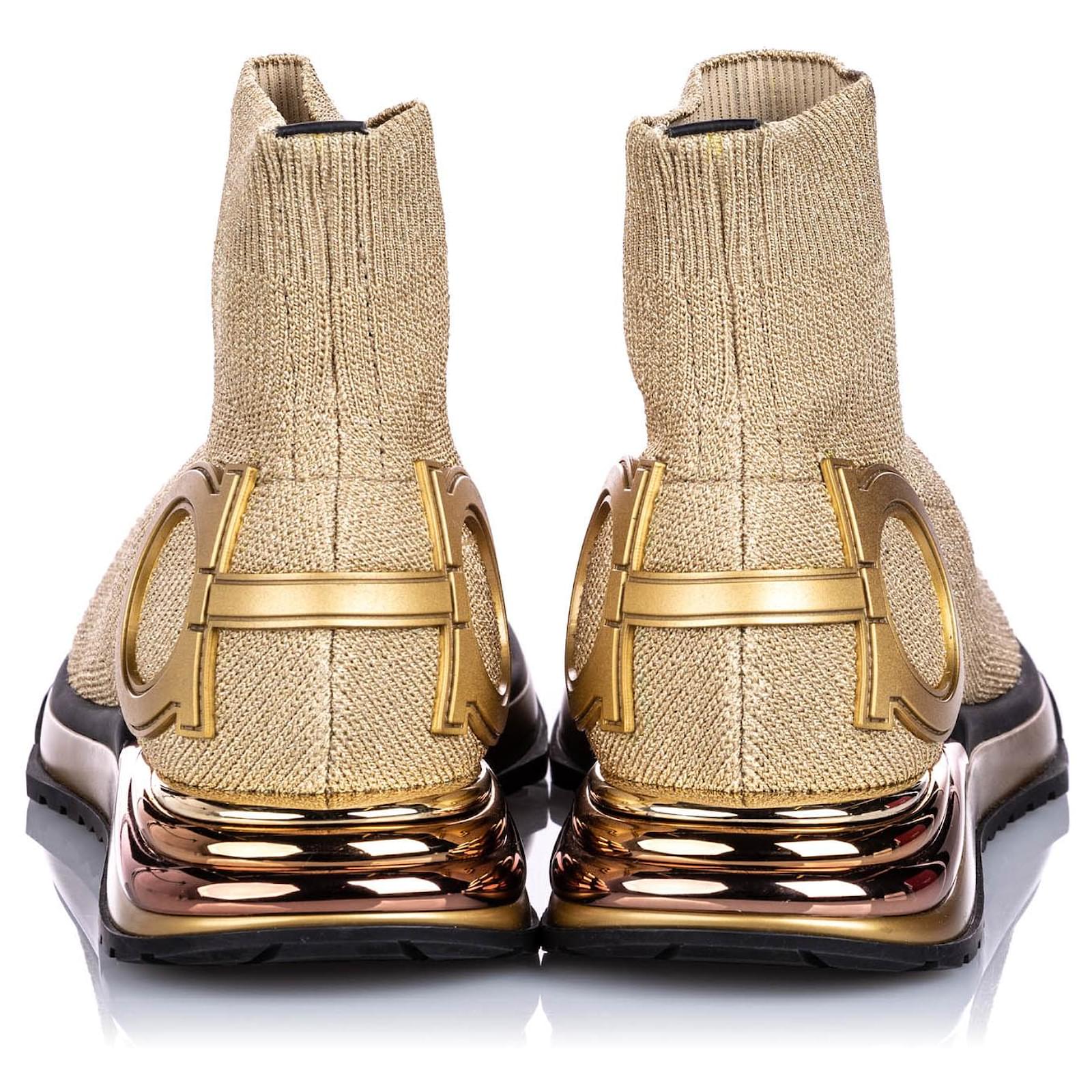 Salvatore Ferragamo Ferragamo Gold Gancini Sneakers Golden
