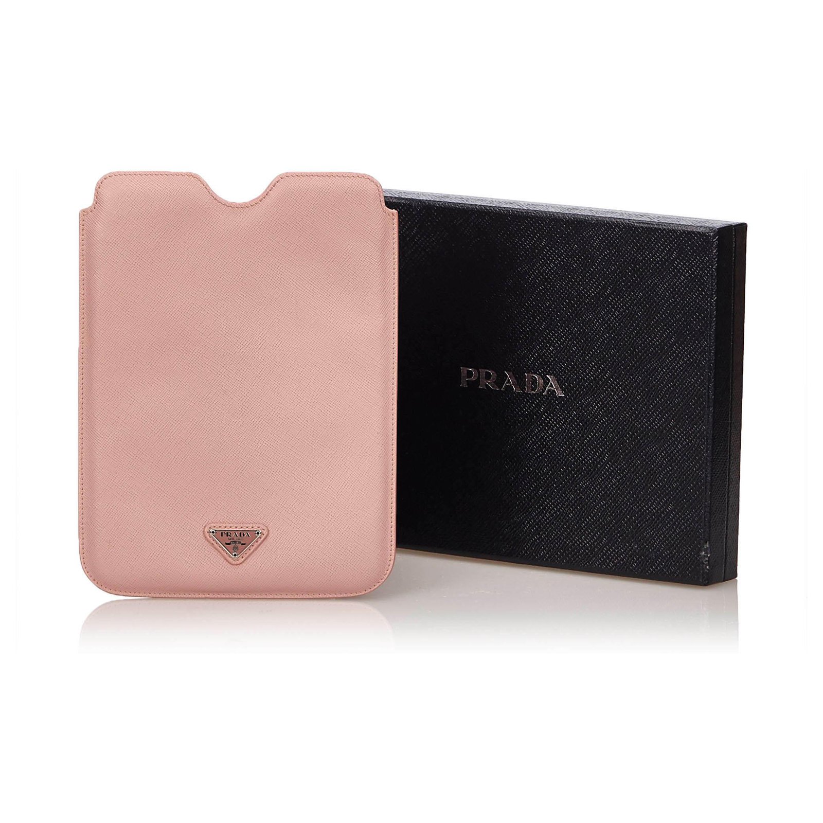 Saffiano PRADA Tablet iPad Case Safiano Leather Pink Auth th1818