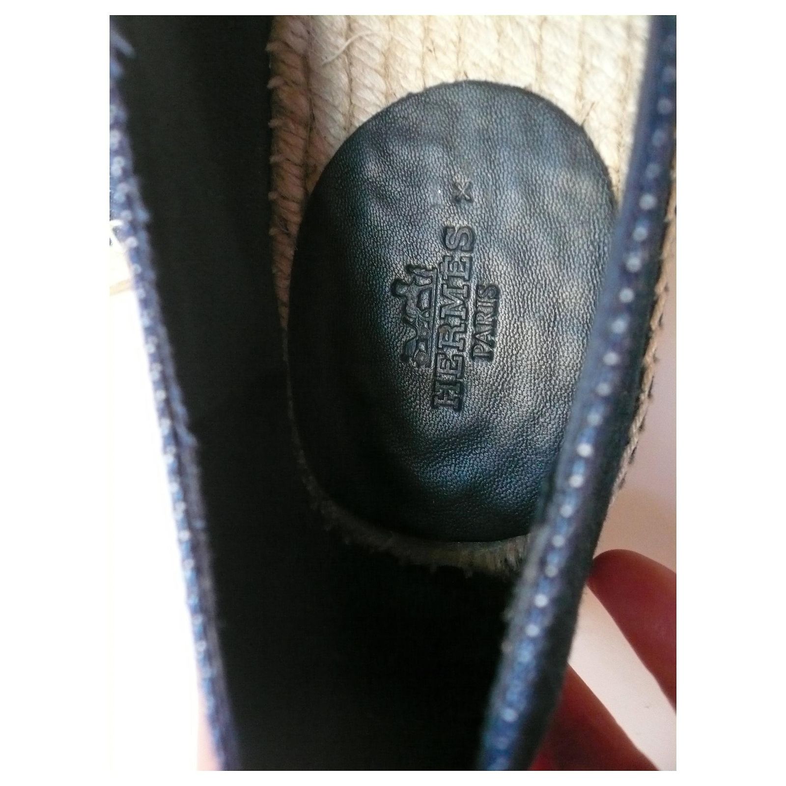 Espadrilles Hermès En Cuir Noir - Pointure 40 - Occasion En Très Bon état (TBE)