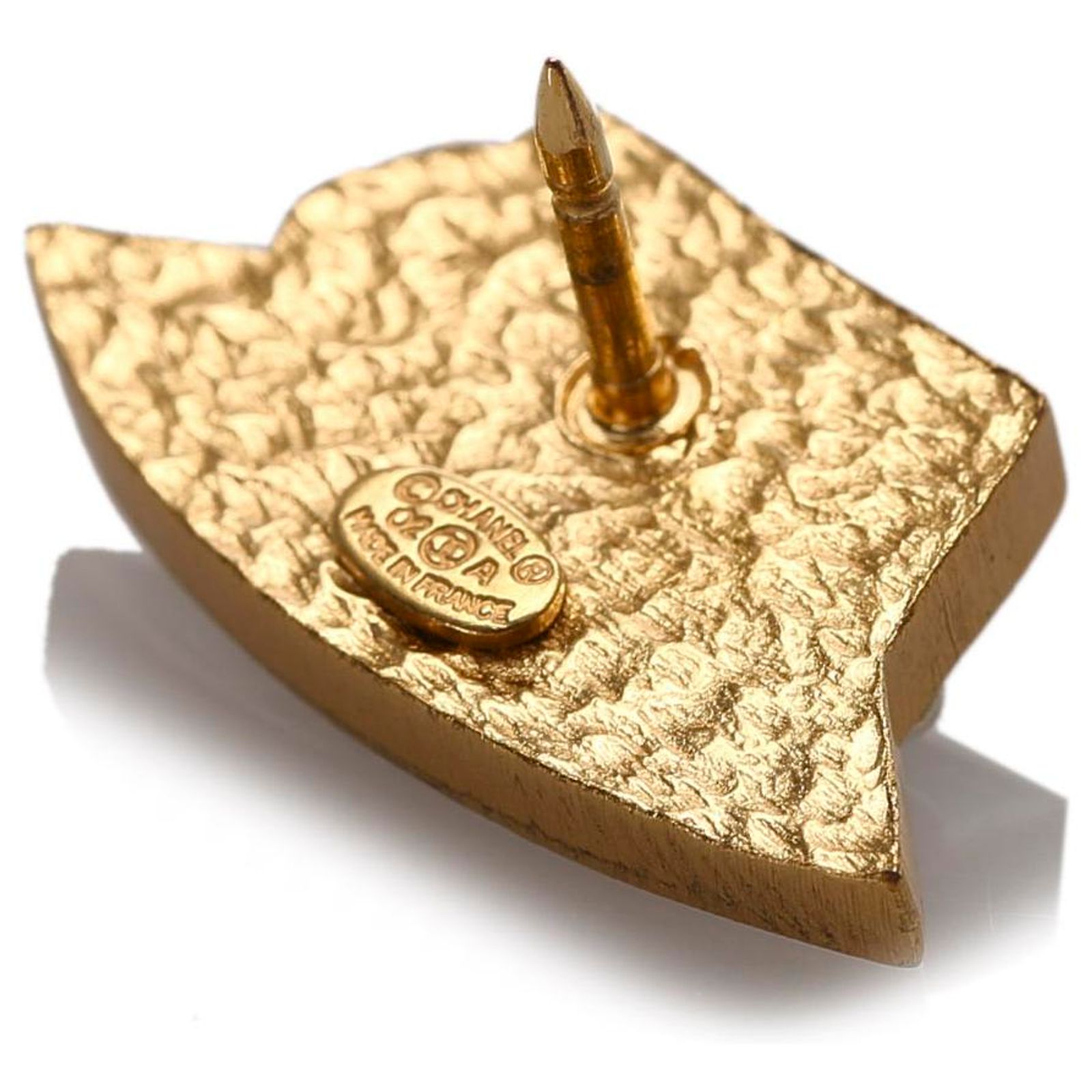 Broche Pique-à-chapeau Vintage En Forme De Cornet, Métal Doré - Occasion