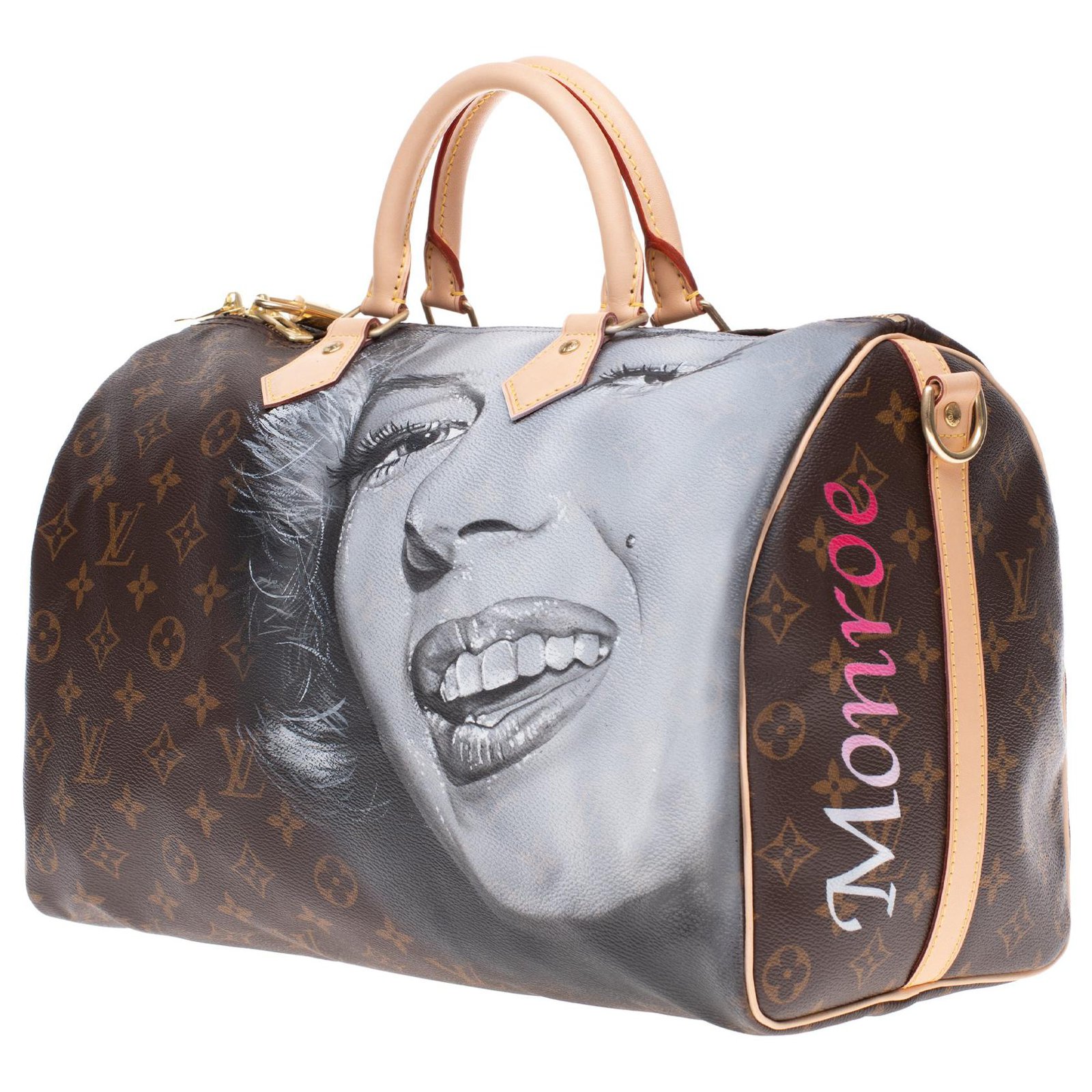 Louis Vuitton Louis Vuitton Speedy 35 shoulder strap in new Monogram canvas customized &quot;Marilyn ...