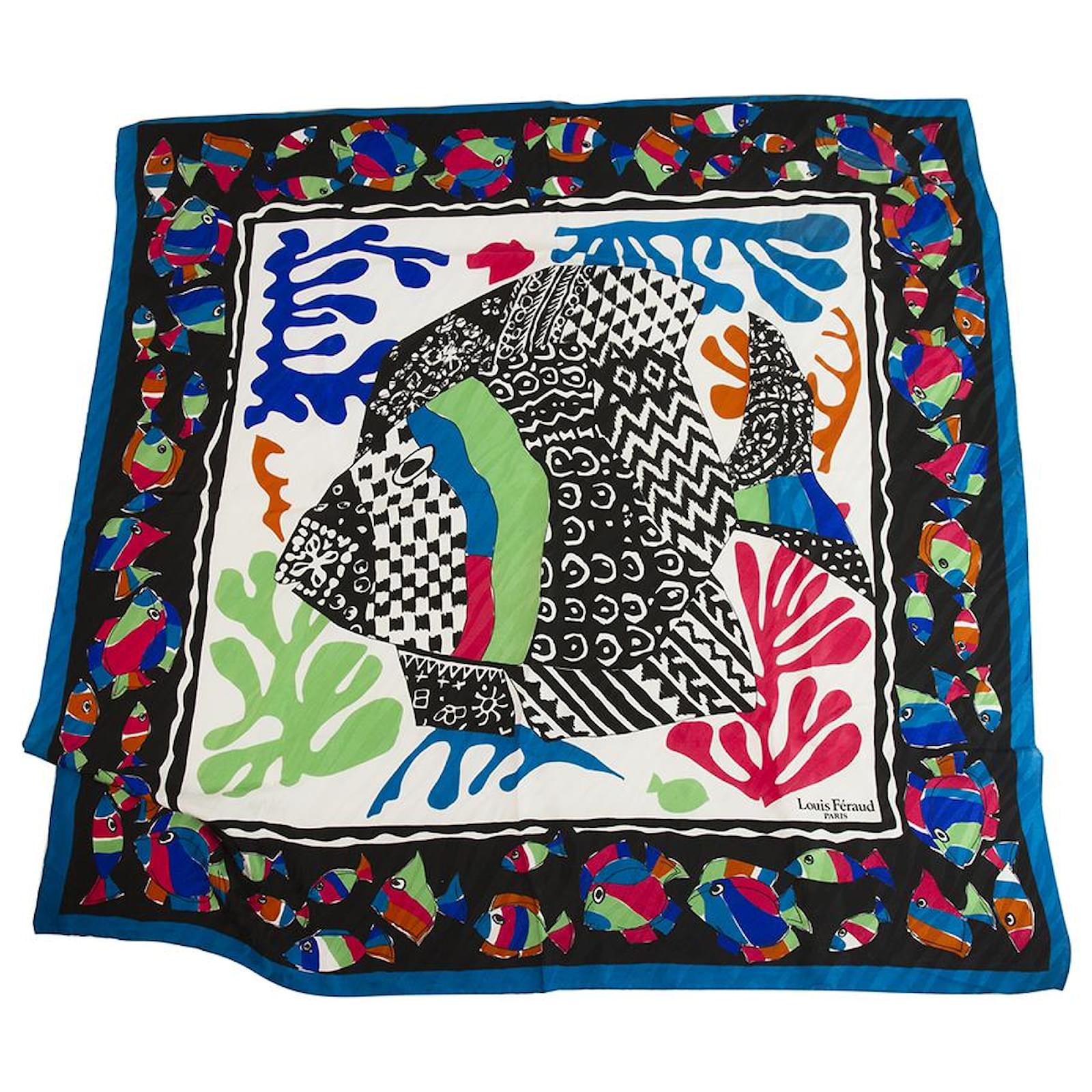 Foulard Louis Feraud En Soie Multicolore - Écharpe Femme Vintage