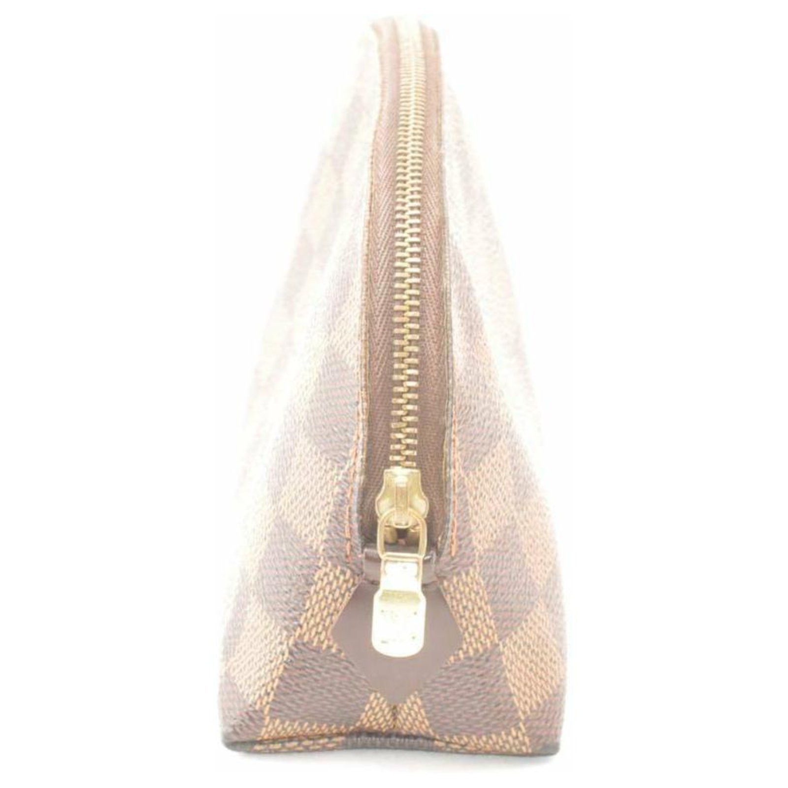 Pochettes Louis Vuitton Louis Vuitton Damier Ebene Pochette Cosmetic PM Toile Blanc ref.188933 ...