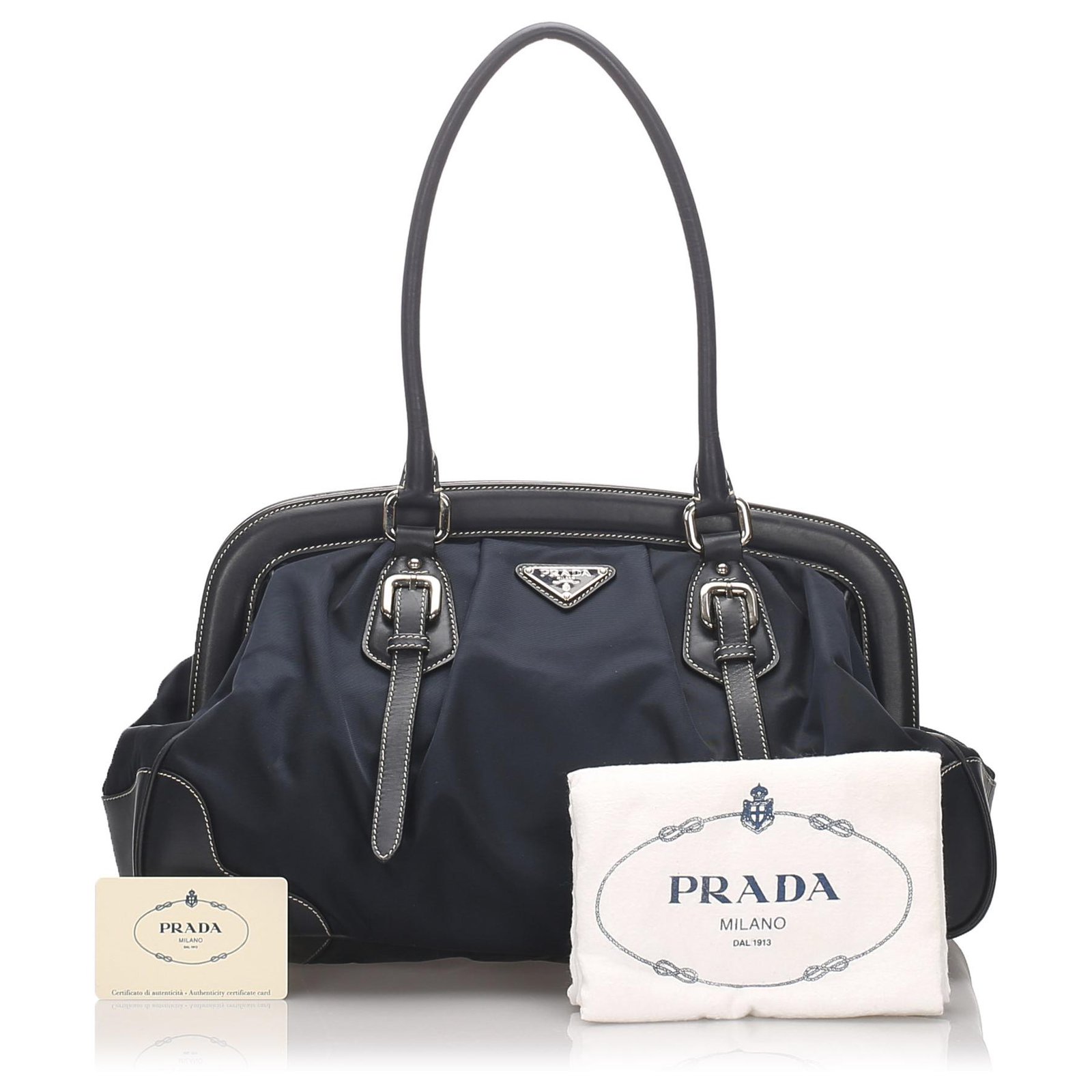 prada blue handbag