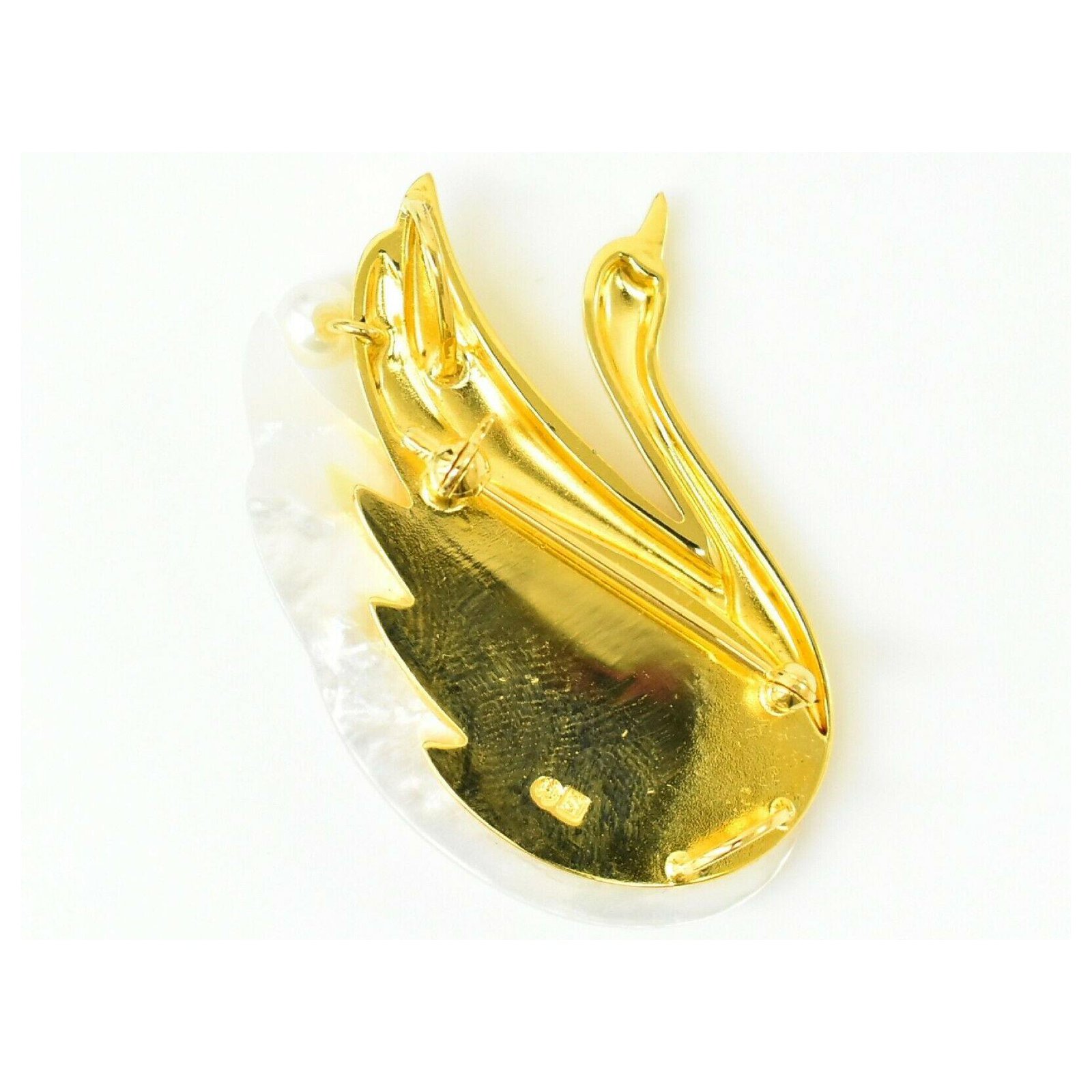 Tasaki Pearl Swan Pin Golden Gold-plated ref.189569 - Joli Closet