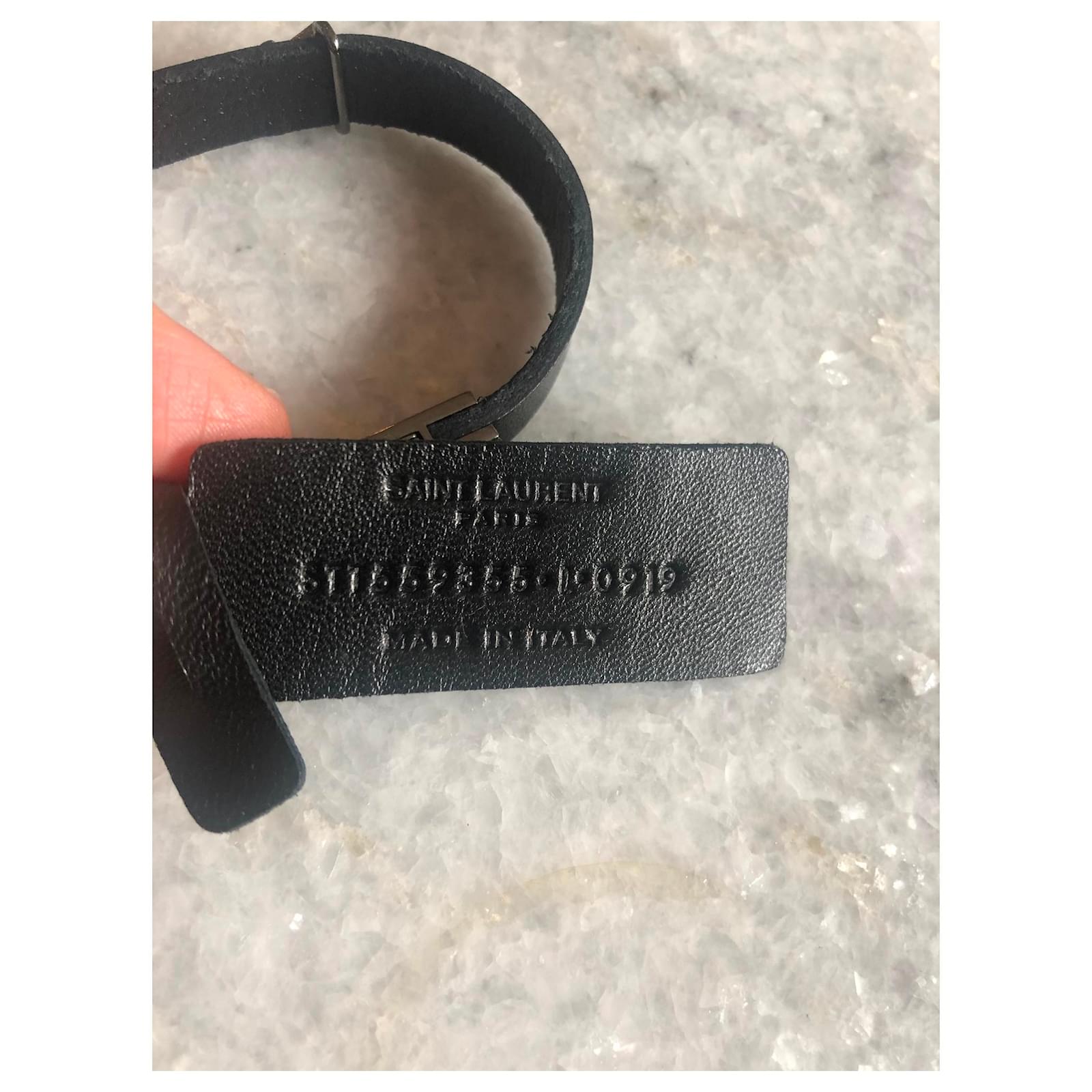 Saint Laurent Opyum YSL Logo bracelet Black Leather ref.189814 ...