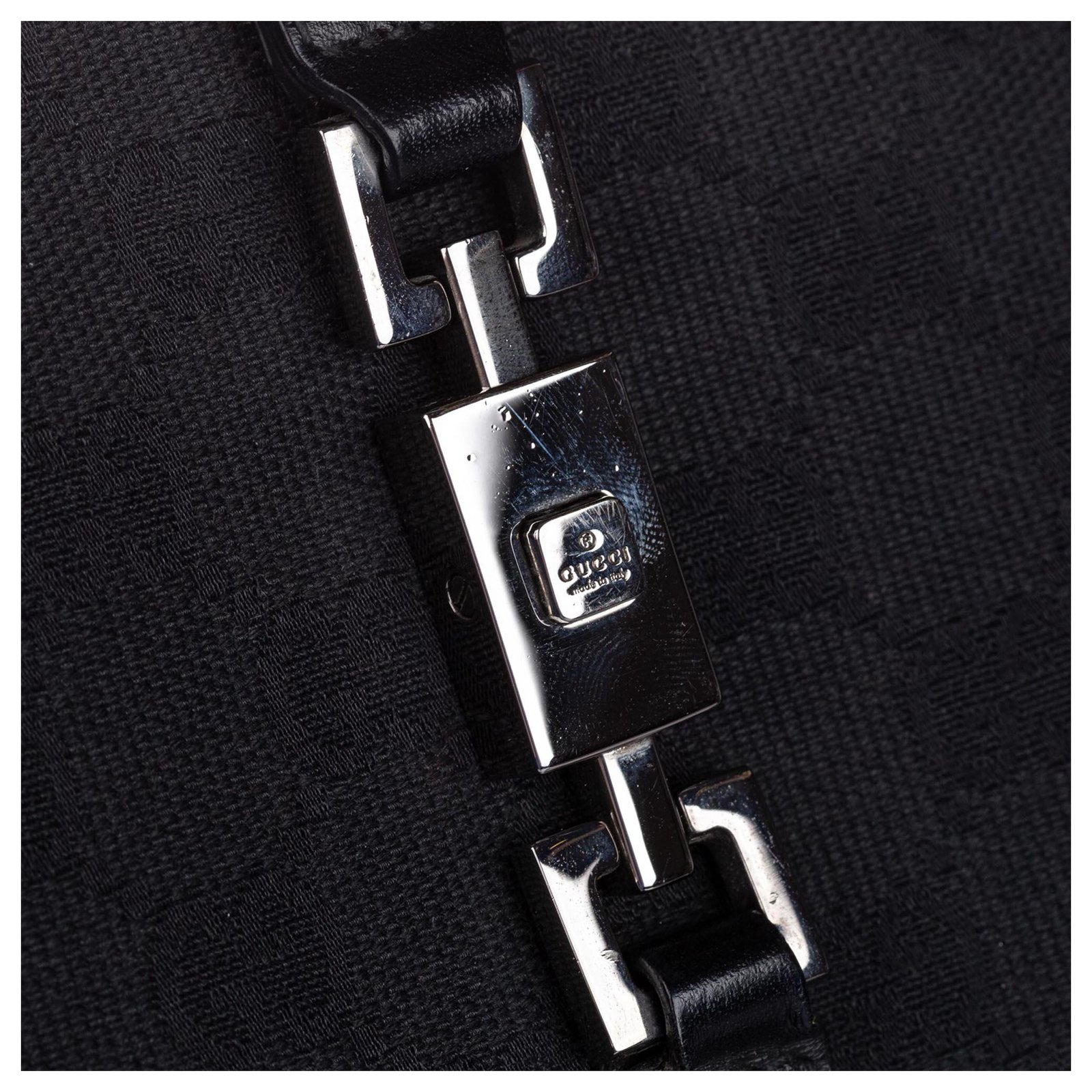 Gucci Black GG Jackie Canvas Belt Bag Leather Cloth Pony-style calfskin  Cloth ref.314723 - Joli Closet