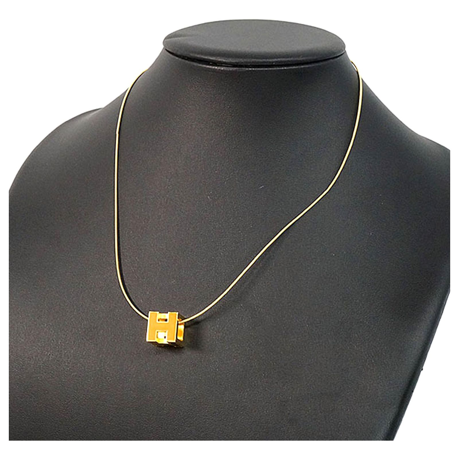 Hermes Cube Necklace - Etsy Hermes Cage Cube Necklace Logo Metal Gold main image 1
