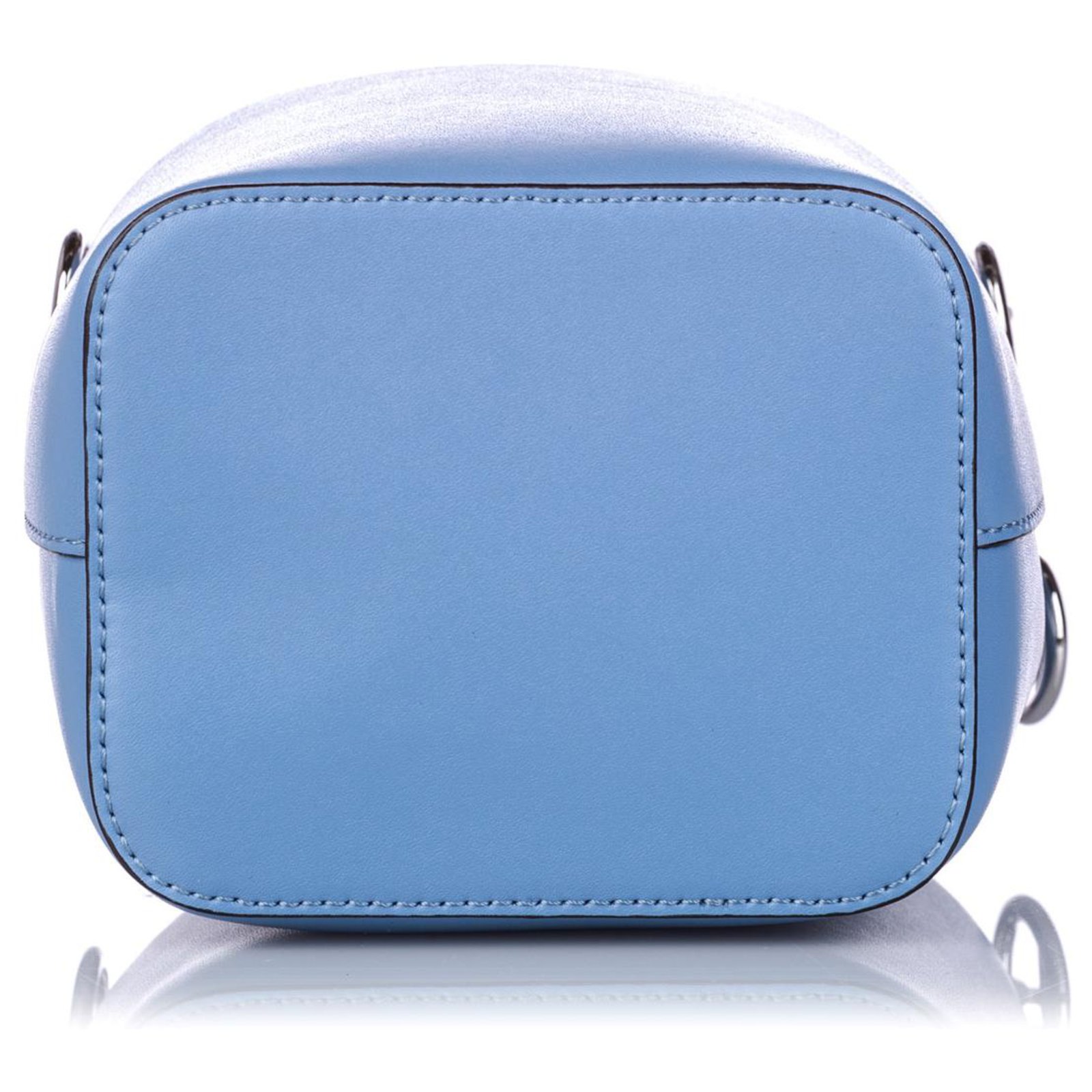 Fendi Mon Trésor Mini Leather-trimmed Denim Bucket Bag in Blue