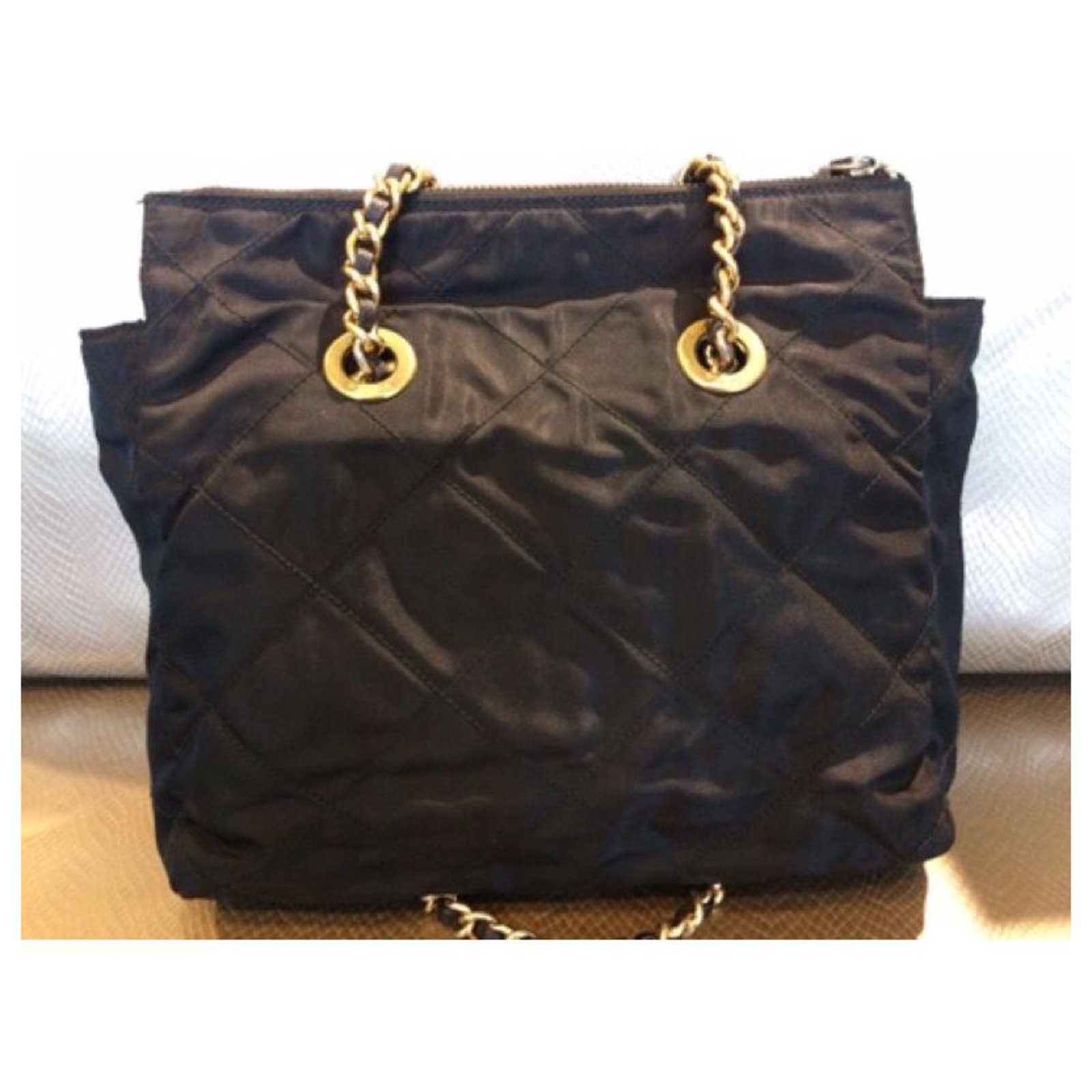 Prada Quilted Tessuto Nylon Shoulder Bag Chain Black – Sonata Vintage