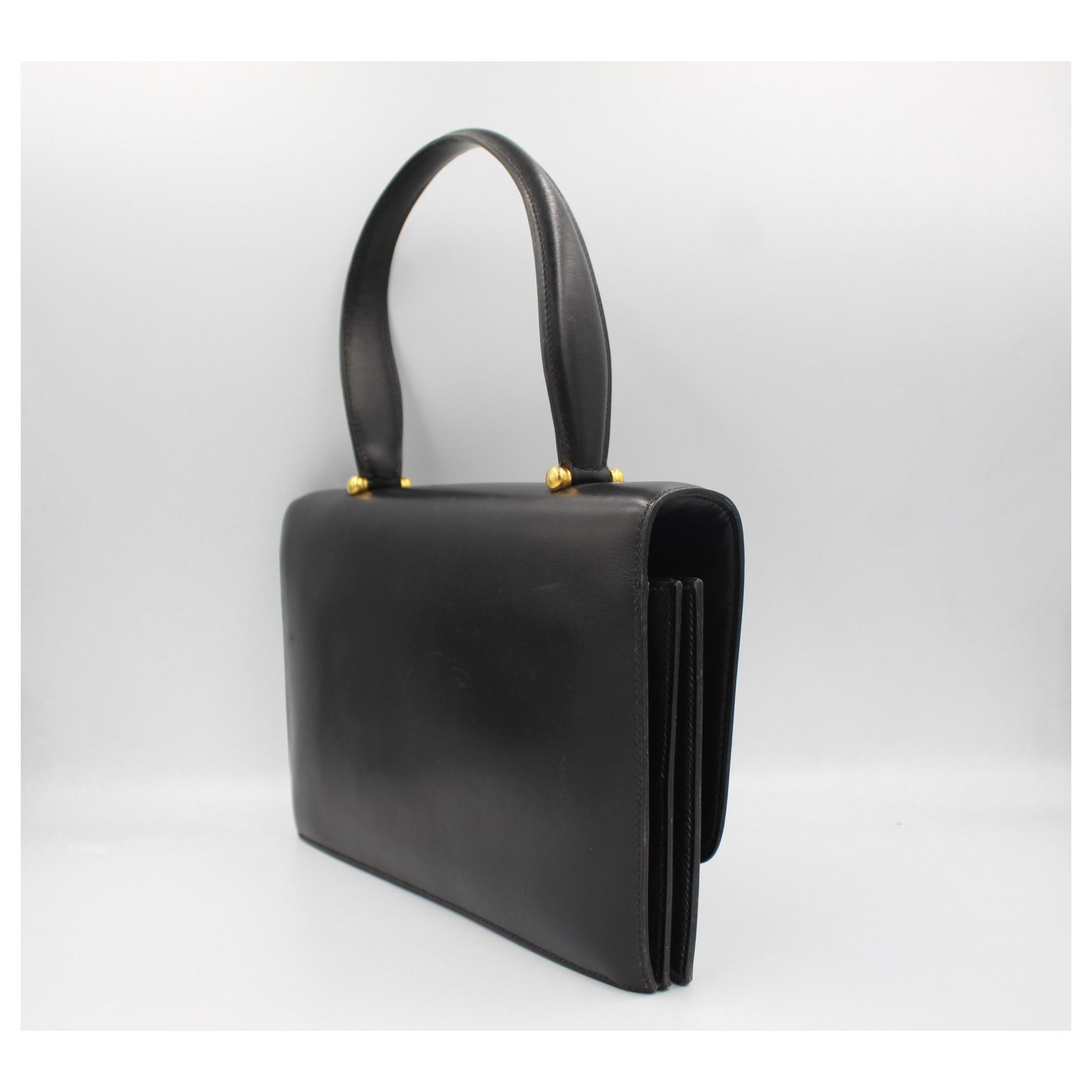 Hermès Hermes Vintage Boutonnière Bag in black leather ref.191092 ...
