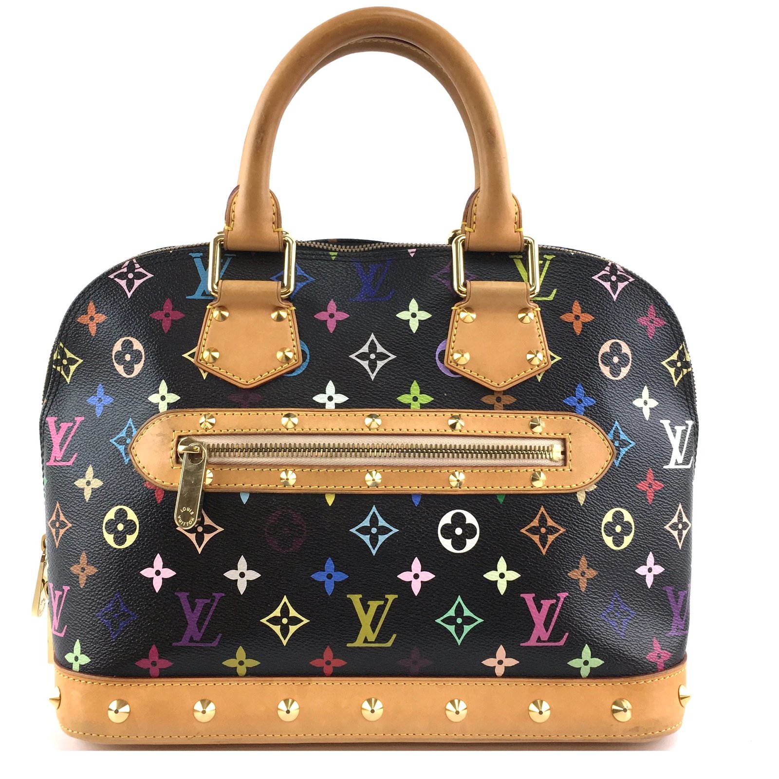 Toile Monogram Multicolore Louis Vuitton Alma Avec Clous Cuir Ref ...