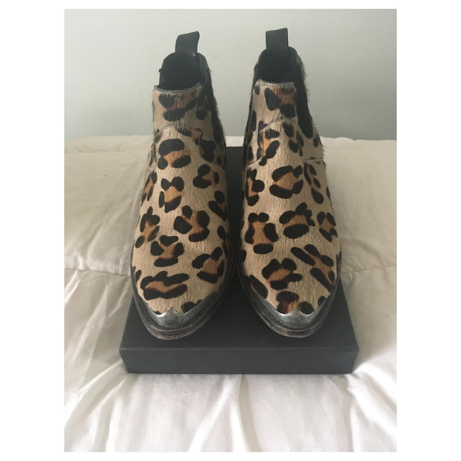 Zadig Voltaire Bottines Veau façon poulain Imprimé léopard ref