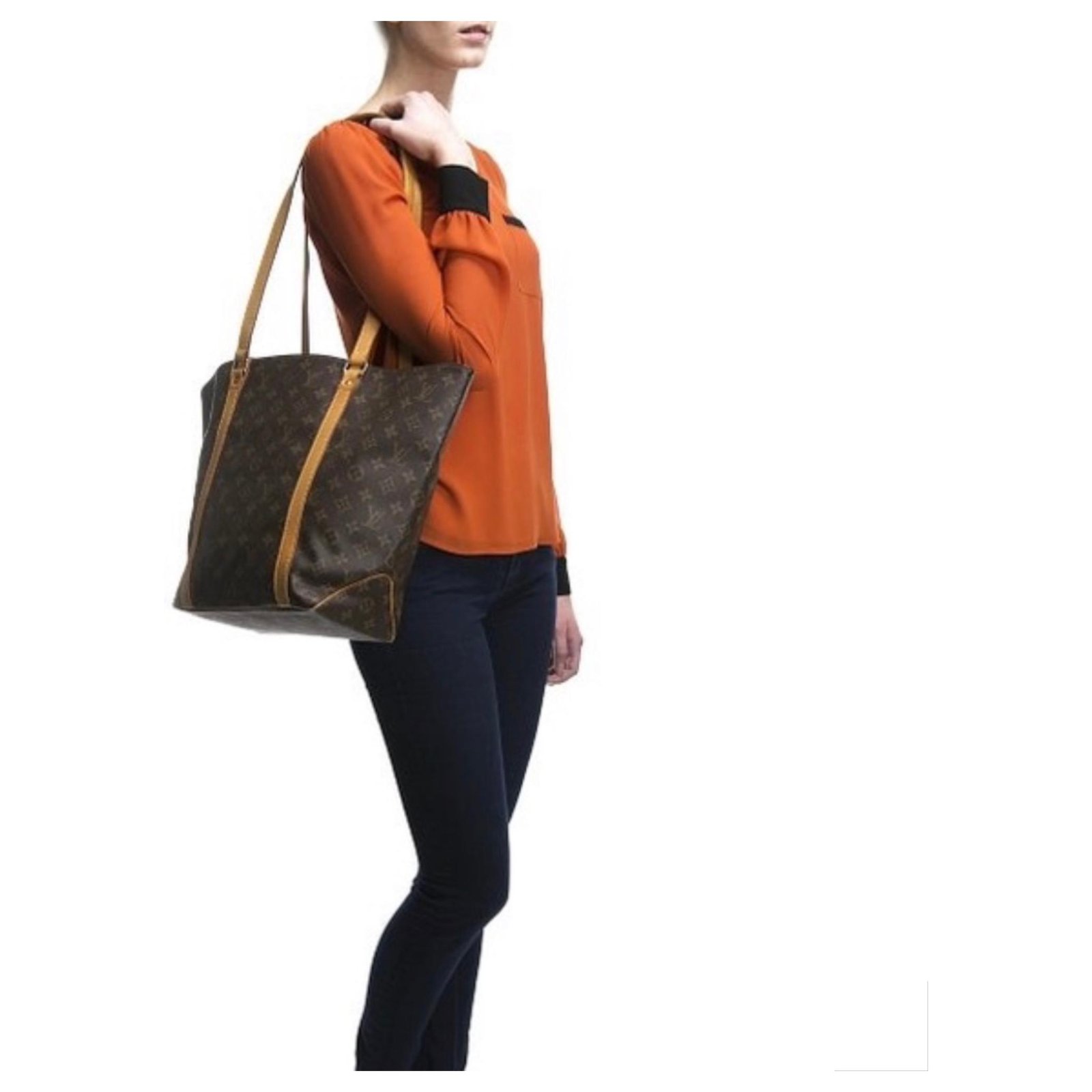 Louis Vuitton Sac Shopping Brown Cloth ref.664225 - Joli Closet