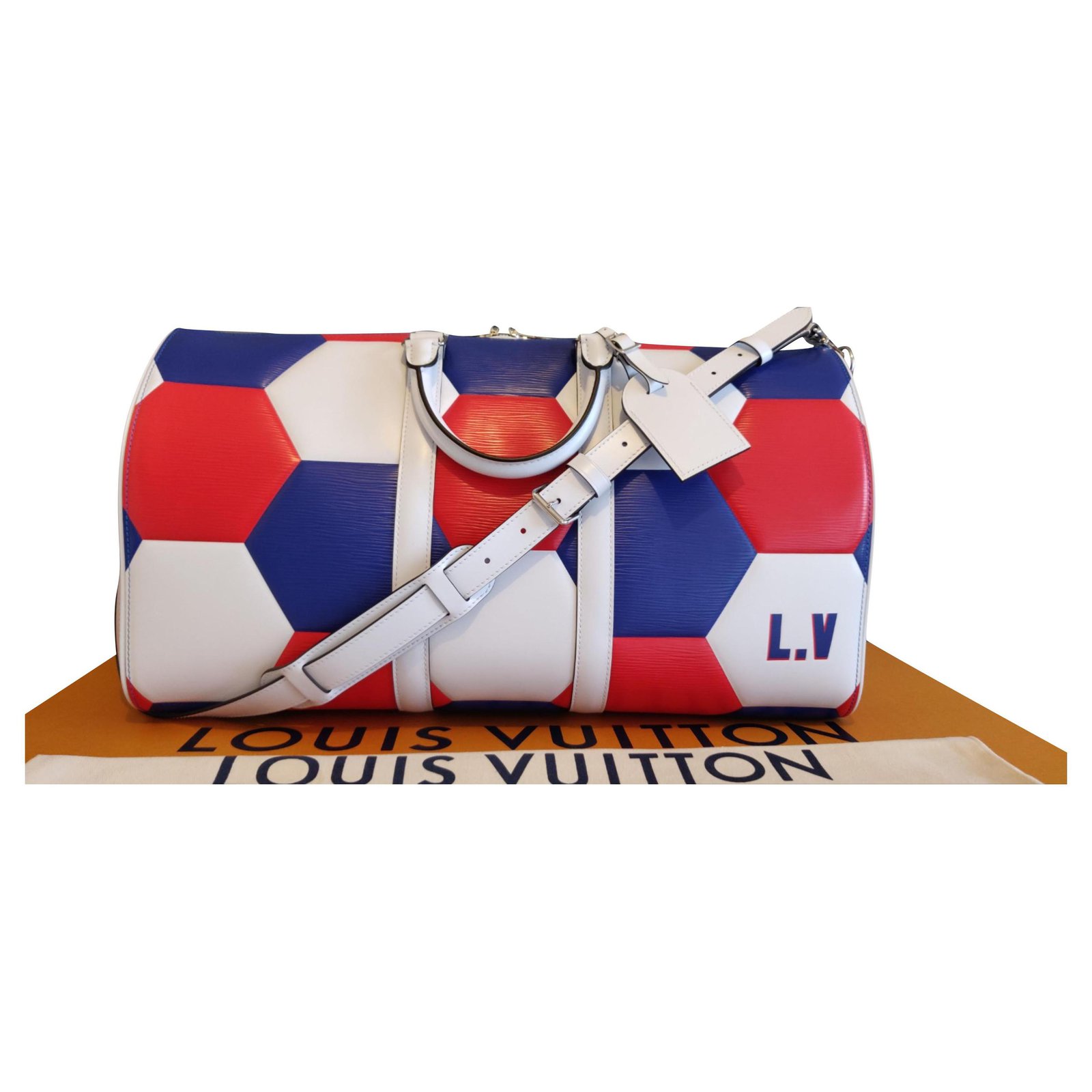 FIFA World Cup Red, White & Blue Leather Keepall Bandouliere 50