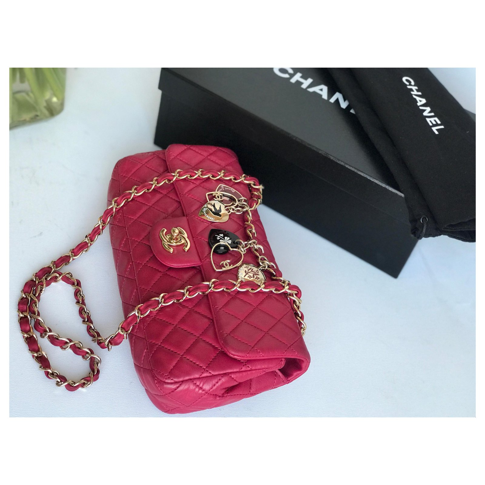 Chanel Limited Edition Valentine Charms Handbag Pink Fuschia