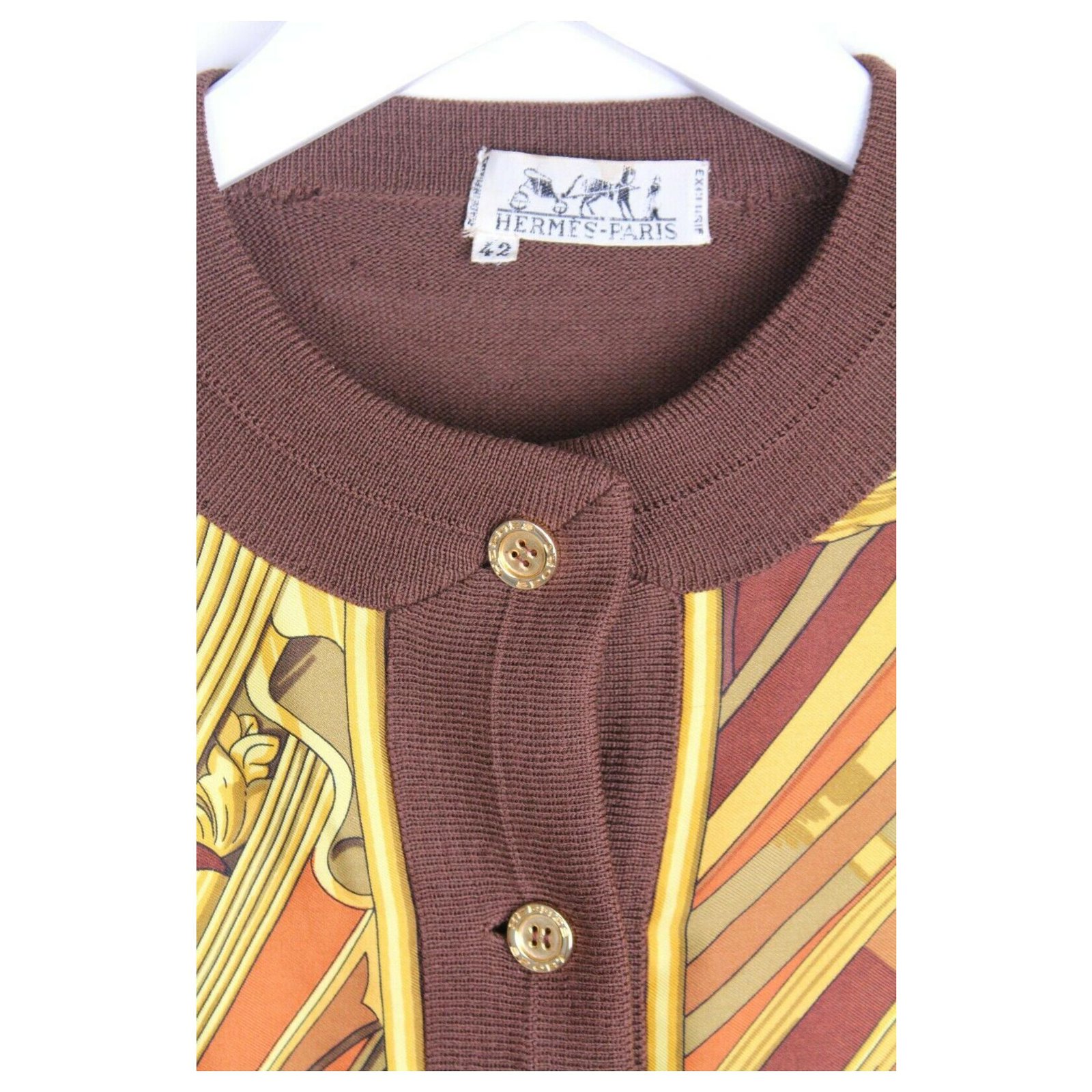 Hermès Vintage Hermes cardigan Light brown Silk Wool ref.192390
