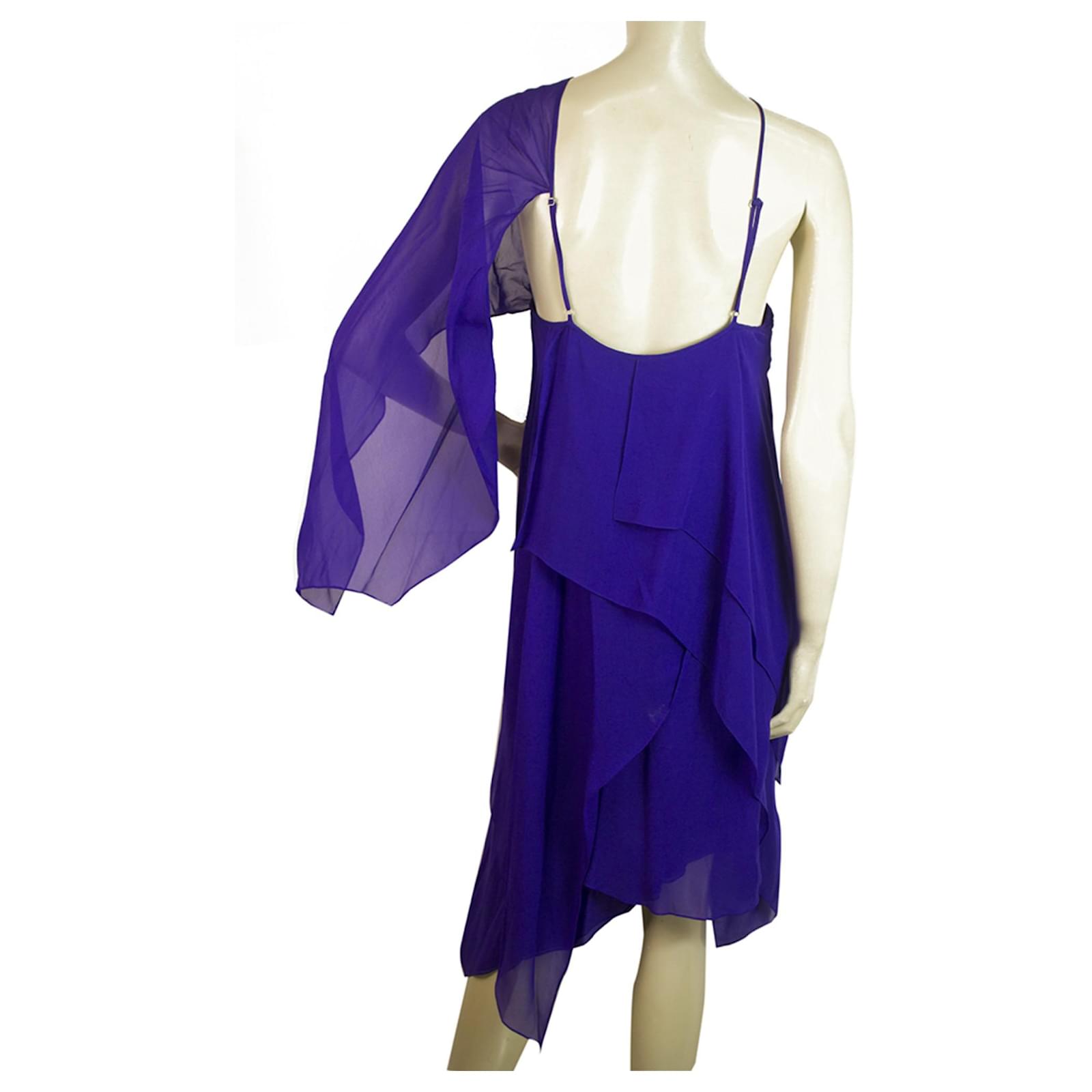 Bcbg Max Azria BCBG MaxAzria Purple Ruffled One Shoulder