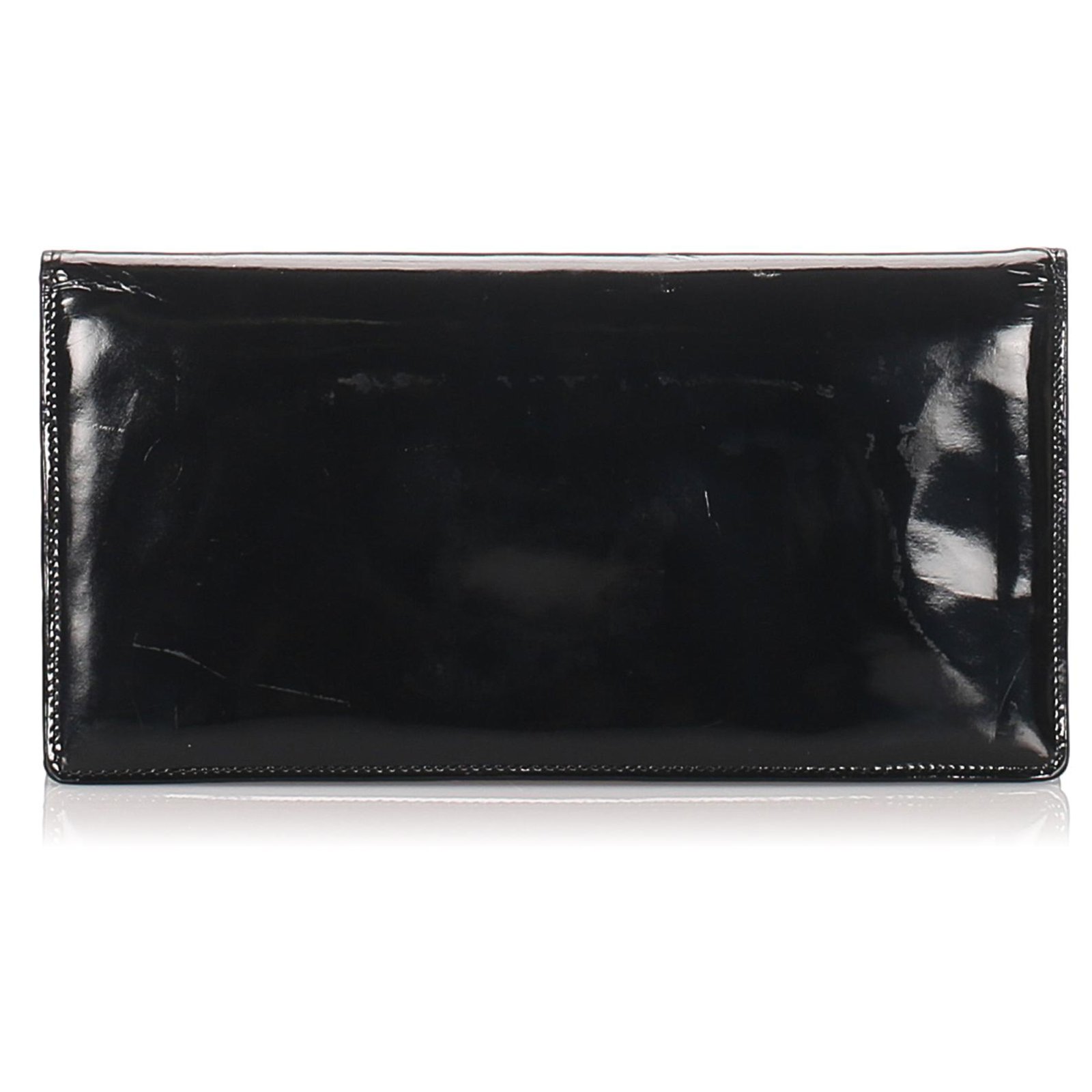 black patent leather clutch