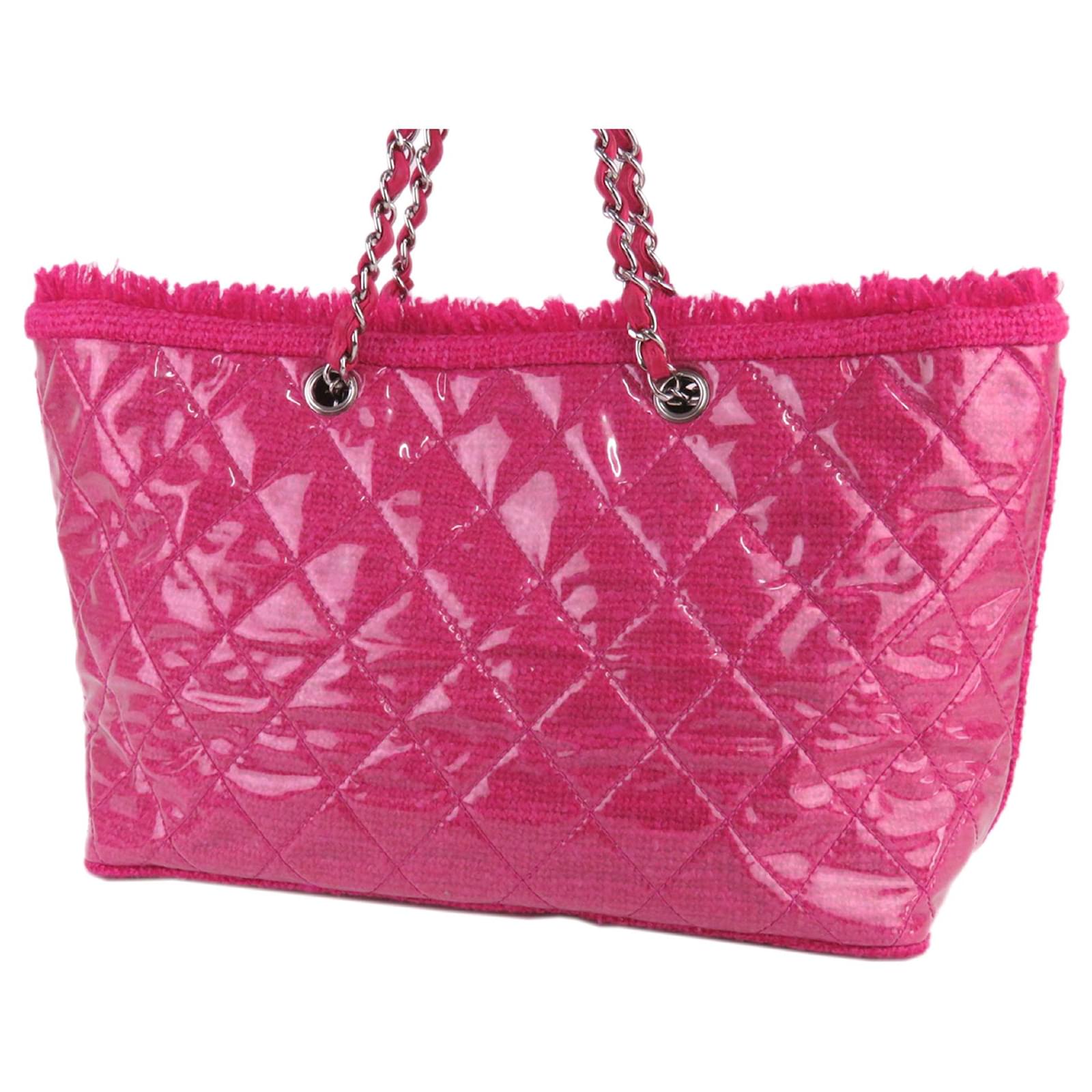 Chanel Pink Funny Tweed Tote Bag Plastic Cloth ref.192795 - Joli Closet