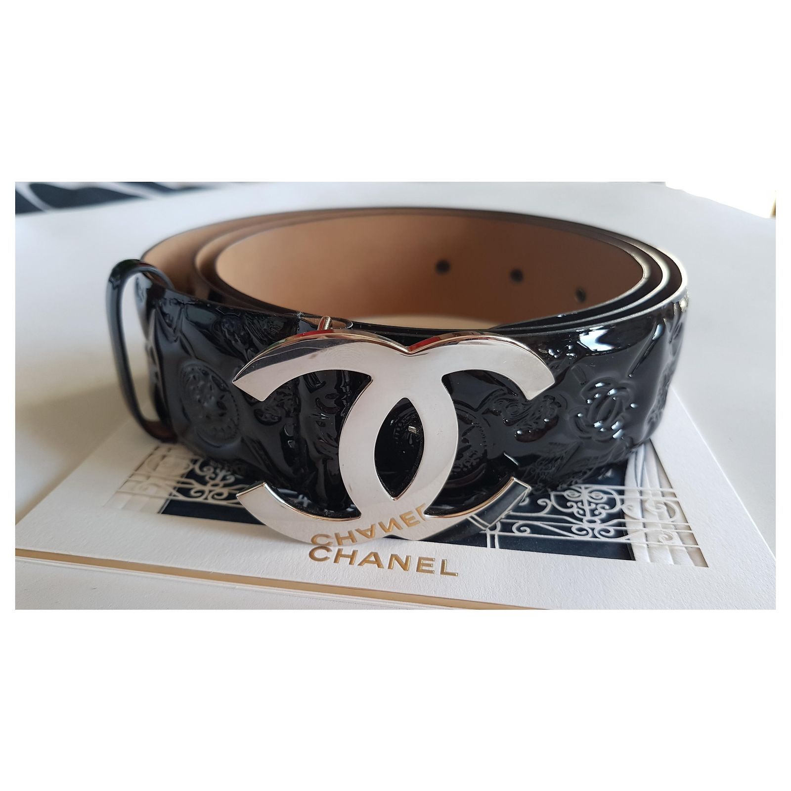 Ceinture Femme Vernis Noir Neuve - Taille 115 Cm - Sans Marque élégante Et Basique