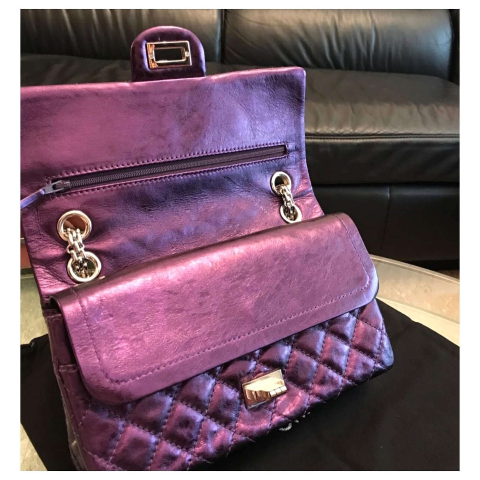 Chanel 2.55 Reissue 225 classic bag Purple Leather ref.192967 - Joli Closet