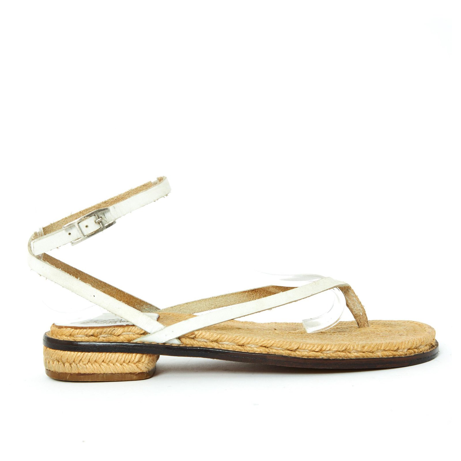 Hermès WHITE SANDALS HAPI FR37/38 Eggshell Leather ref.193446 - Joli Closet