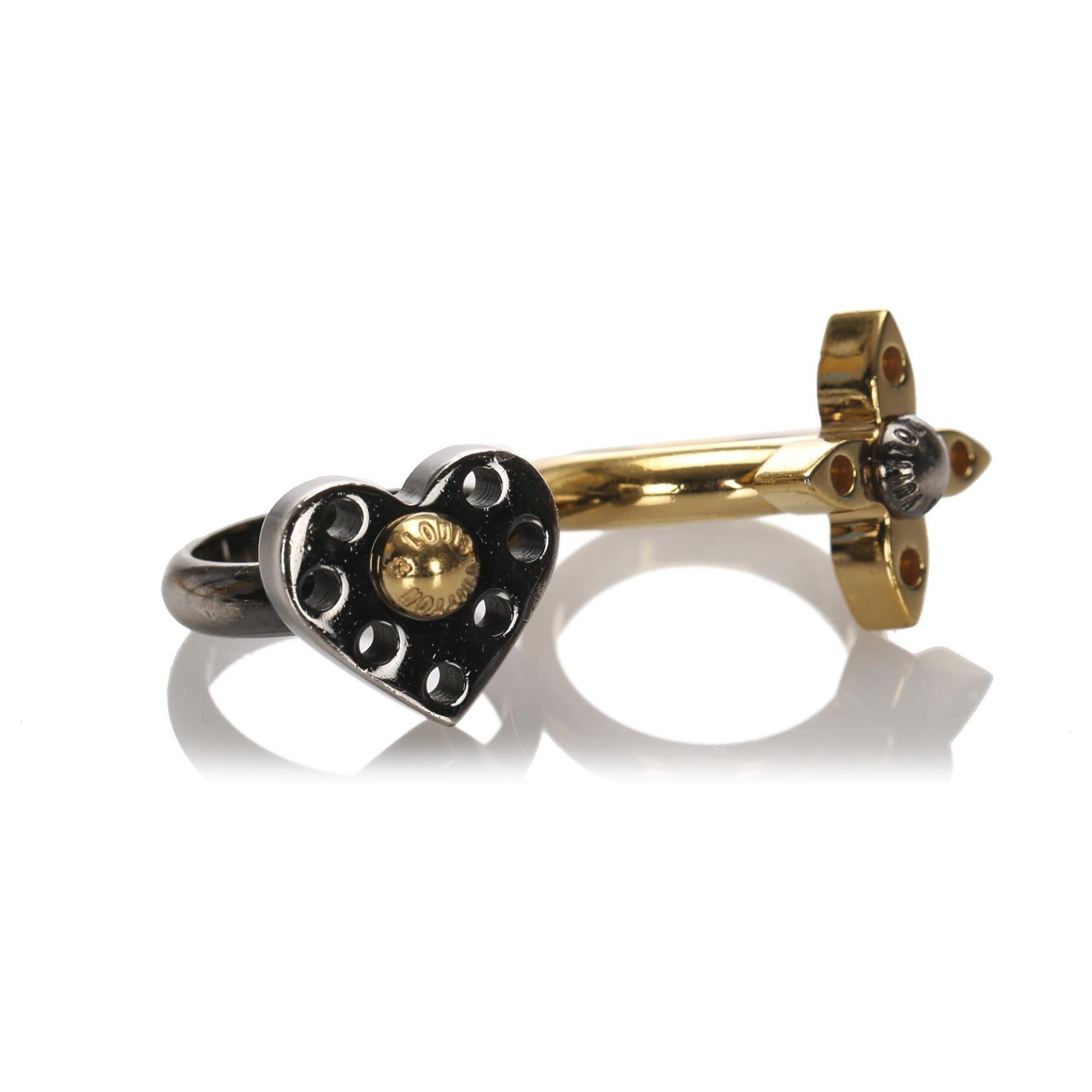 Louis Vuitton Silver Love Letters Timeless Ring Set Silvery Golden Metal  ref.193502 - Joli Closet
