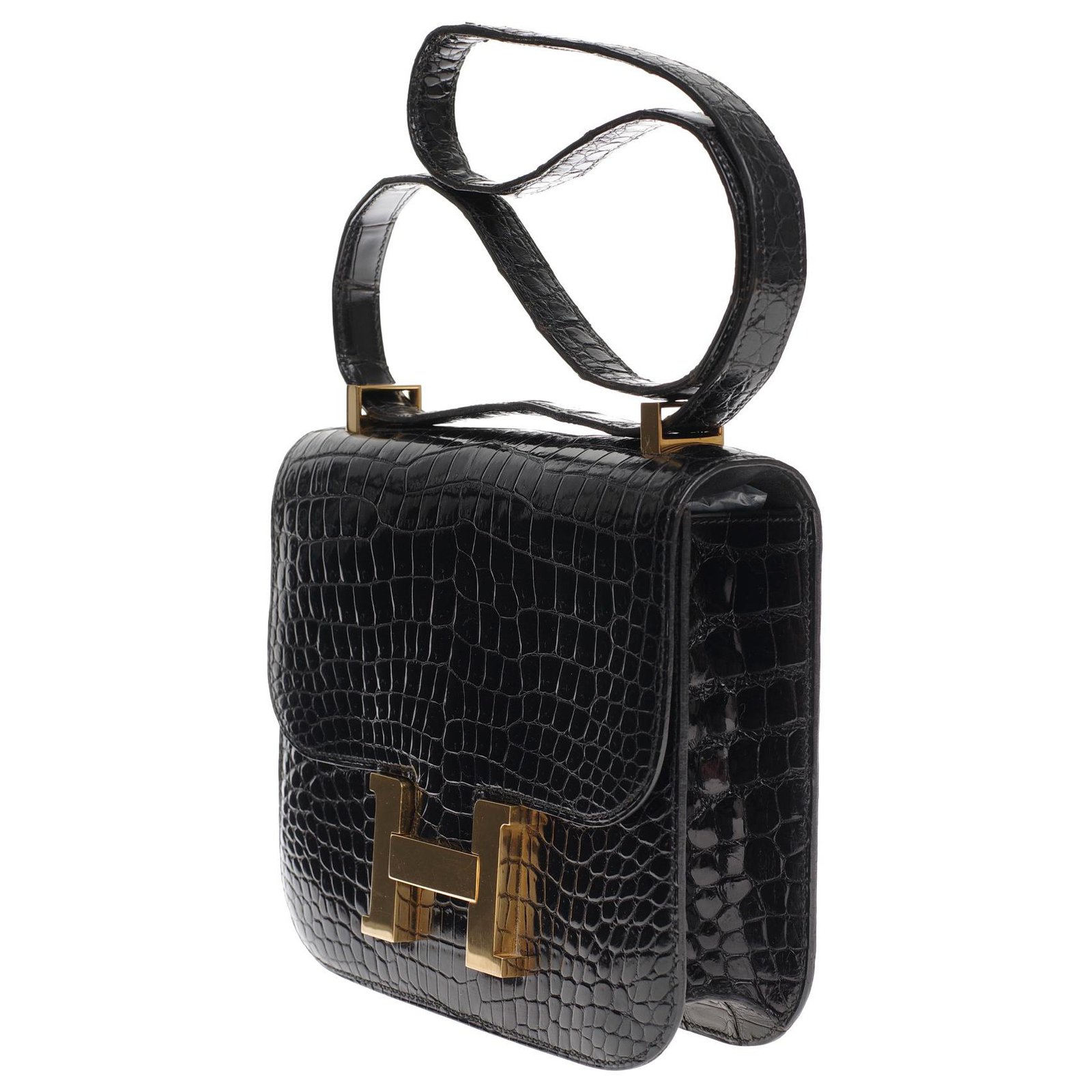 Exceptional Hermès Constance 23 in black Porosus Crocodile, gold
