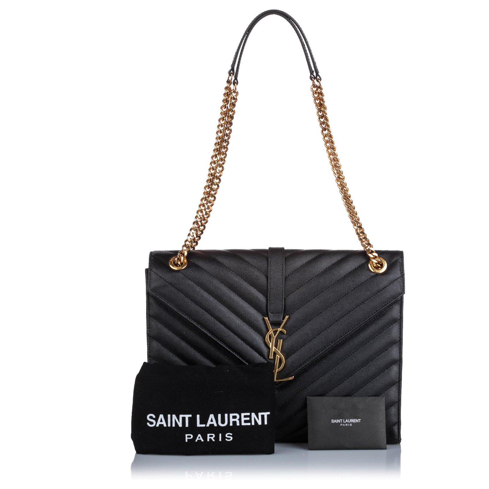 NWT Yves Saint Laurent YSL Large Monogram Envelope Calfskin Leather  Shoulder Bag