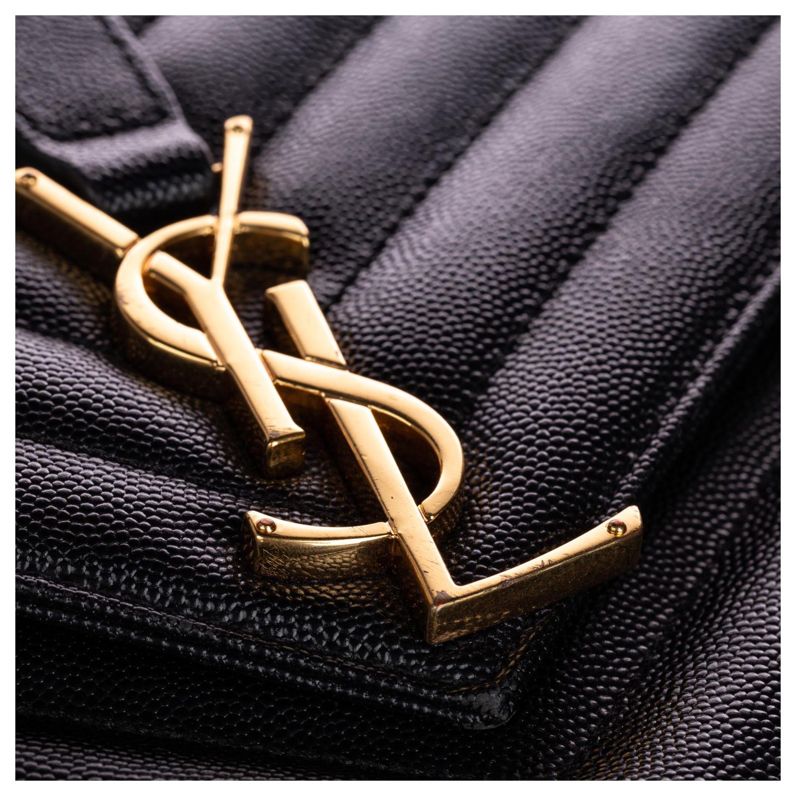 Yves Saint Laurent YSL Black Medium Matelasse Monogram Envelope Shoulder Bag  Leather Pony-style calfskin ref.193853 - Joli Closet