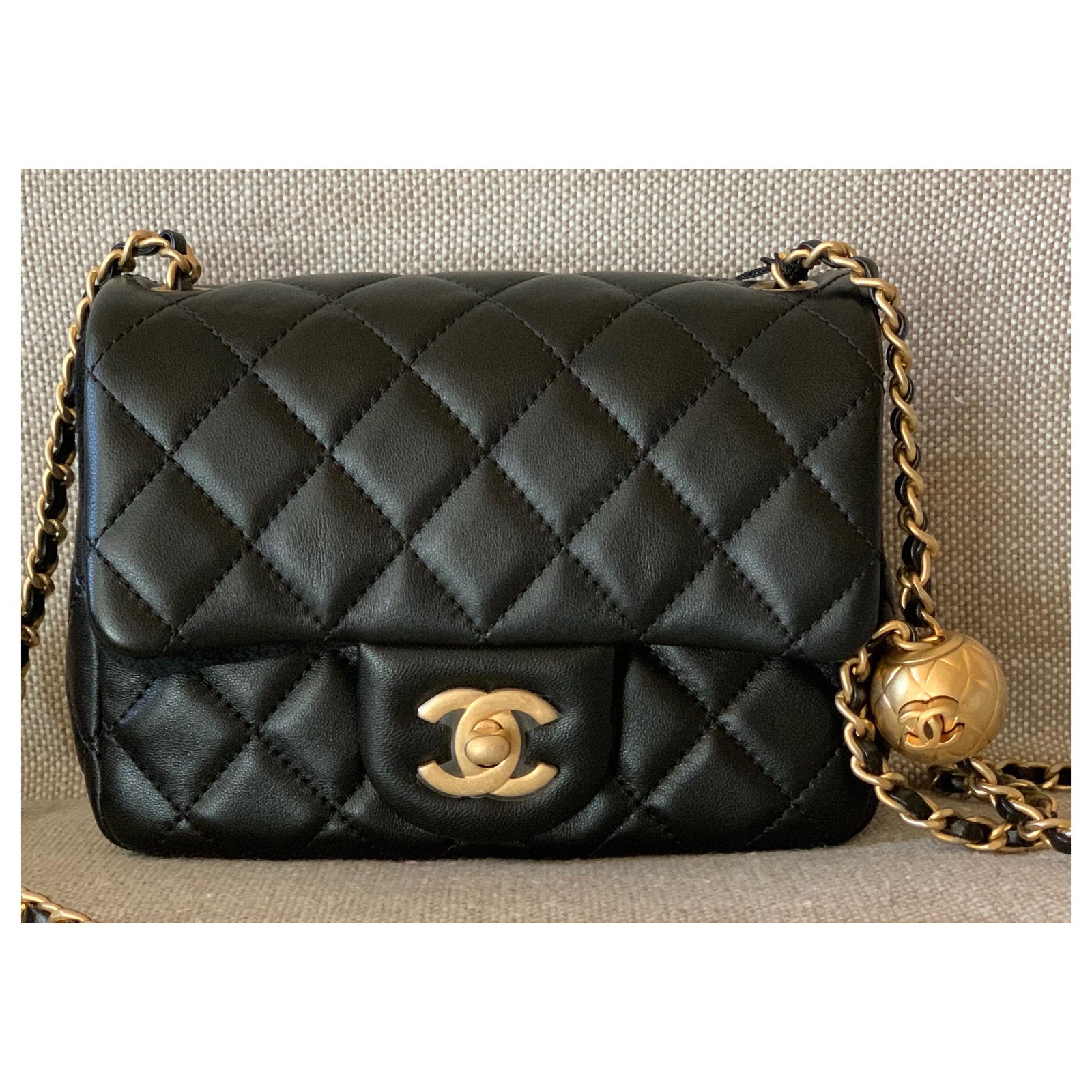 Chanel Runway Black Square Mini Flap Pearl Crush Bag Lambskin ref ...