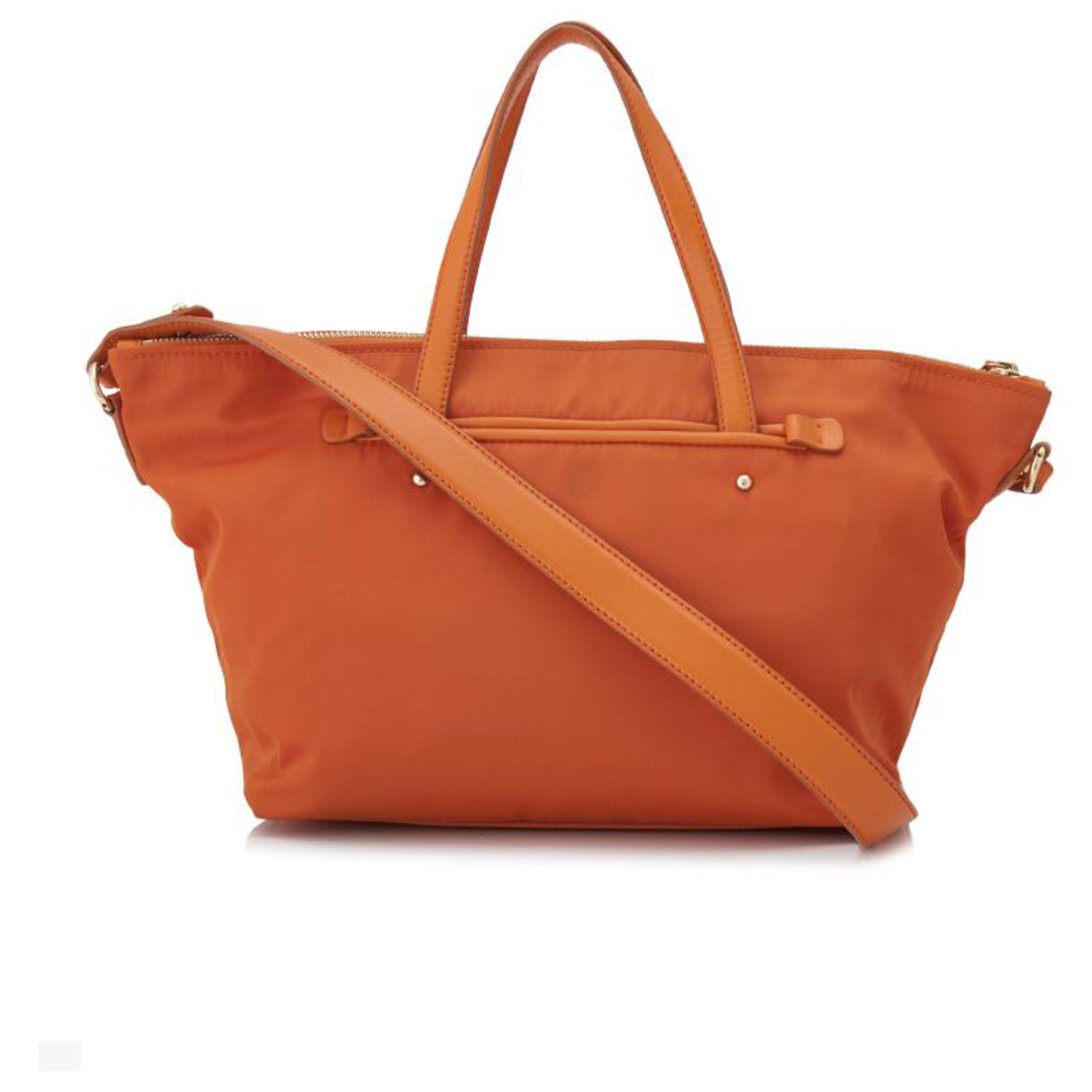 Salvatore Ferragamo Ferragamo Orange Mika Nylon Tote Bag Leather Pony ...