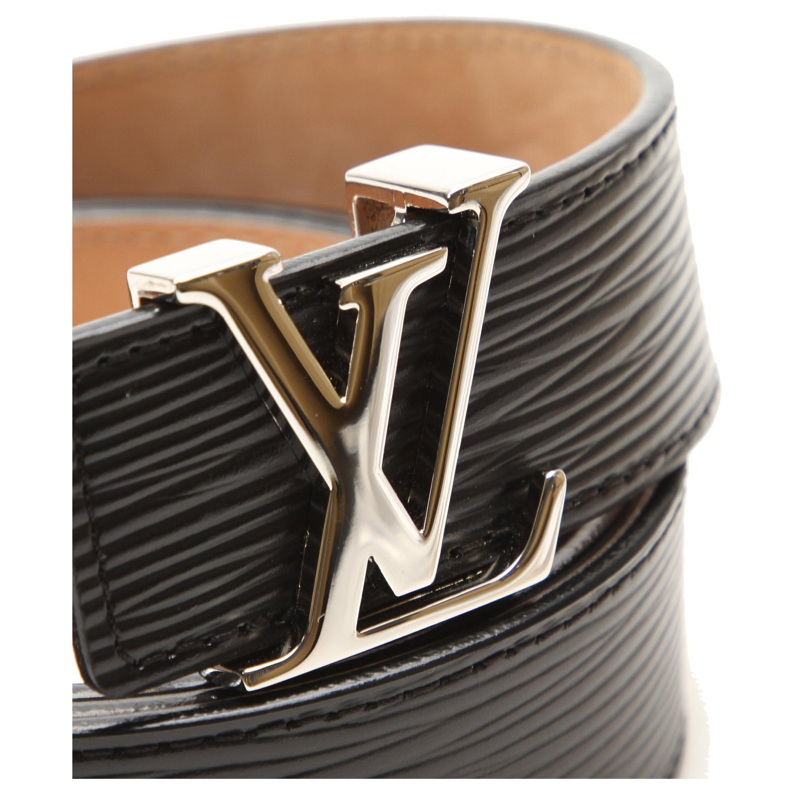 Louis Vuitton Black Epi Leather Reversible Initiales Belt Metal ref.315340  - Joli Closet