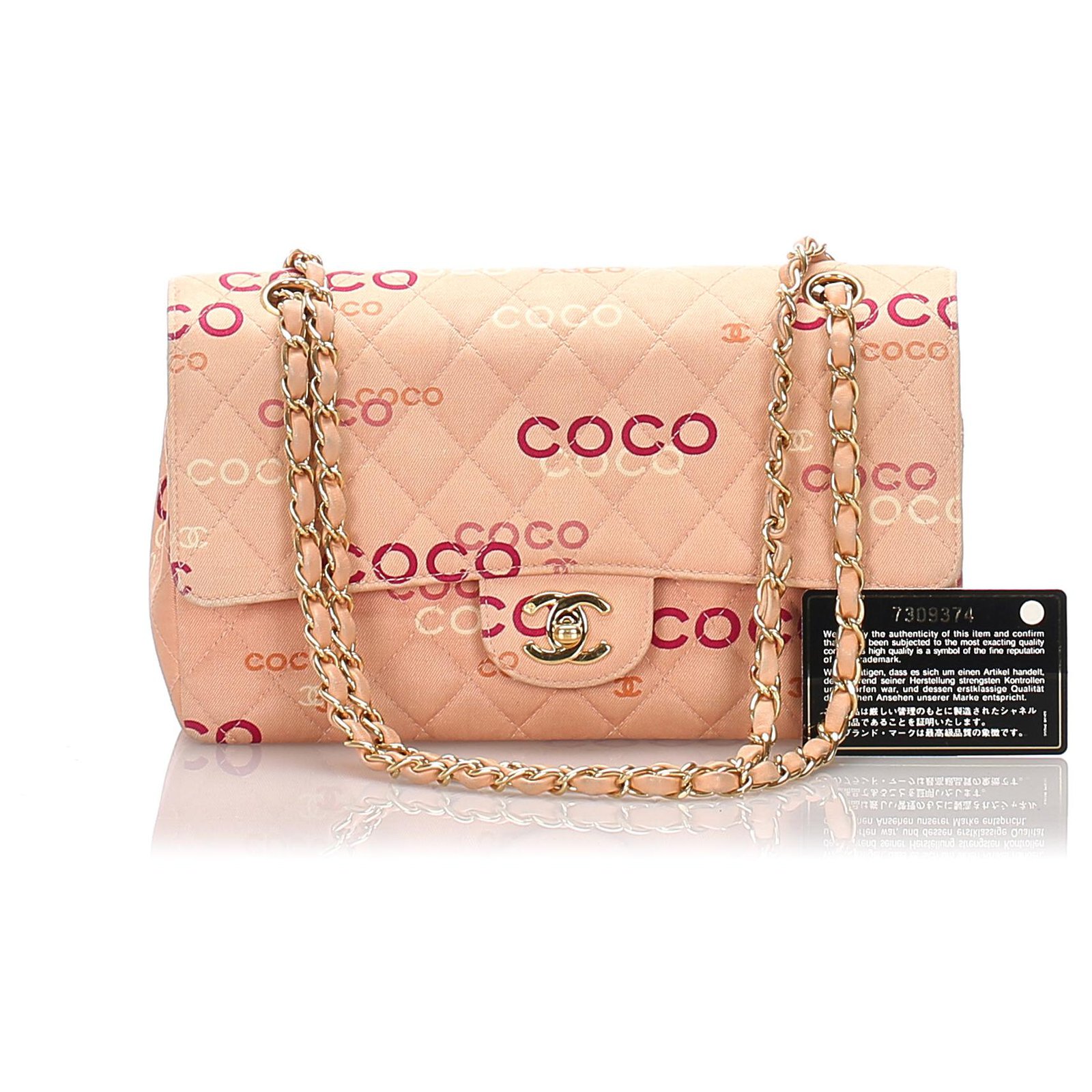 Chanel Pink Medium Coco Classic lined Flap Bag White Leather