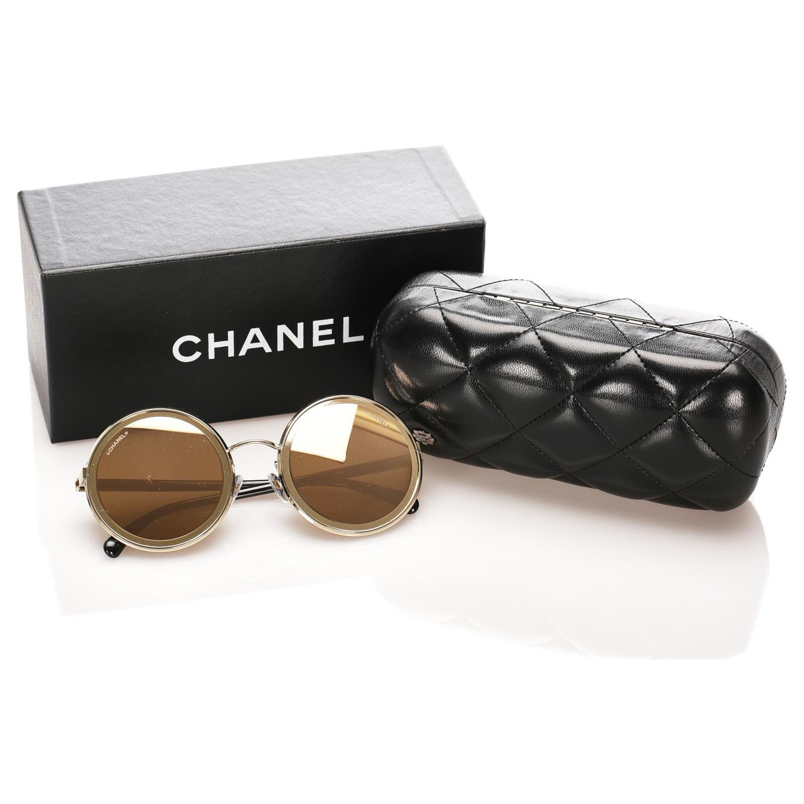 chanel sunglasses gold mirror vintage