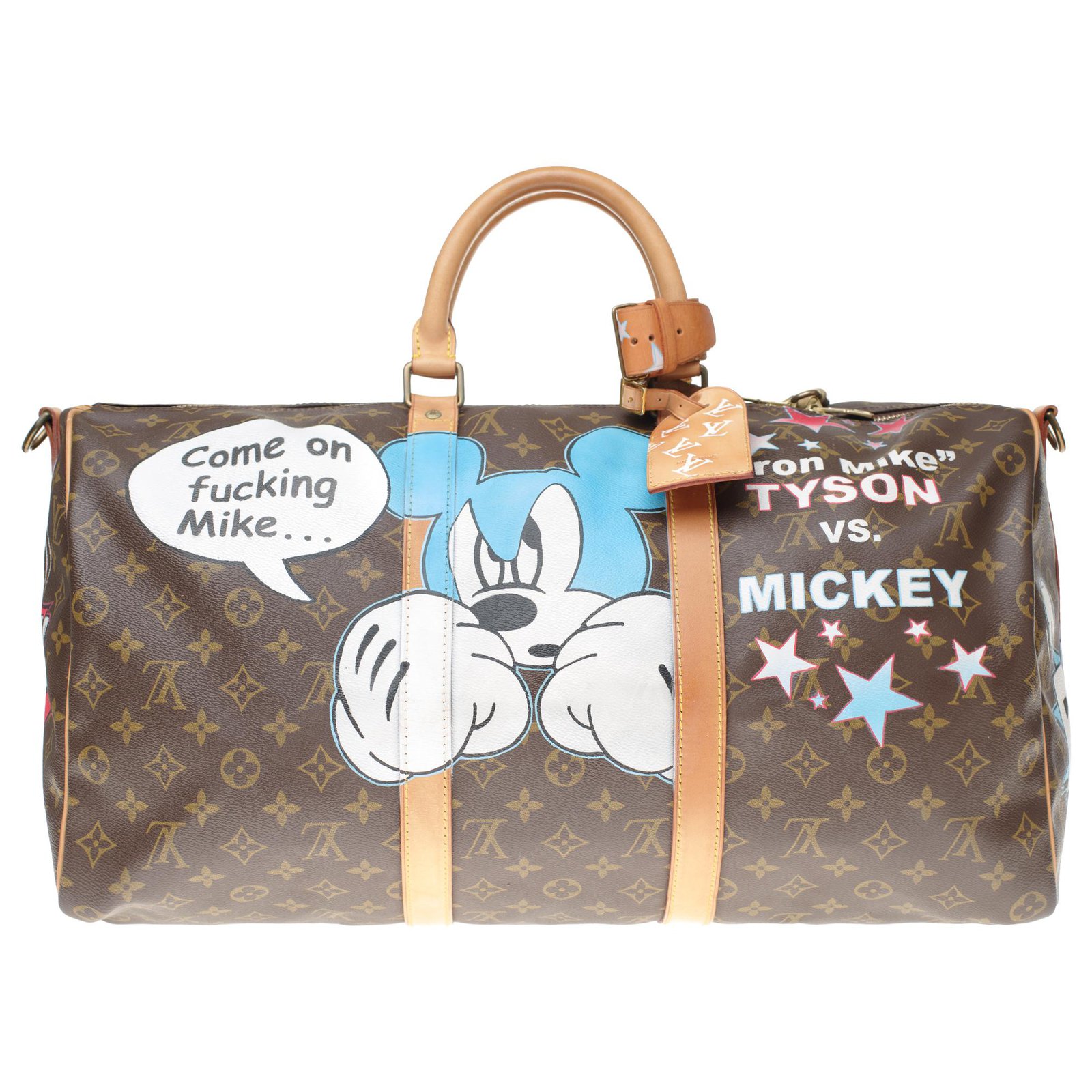 Customized Mickey Vs Wolverine Louis Vuitton Keepall 50 with strap Travel  bag