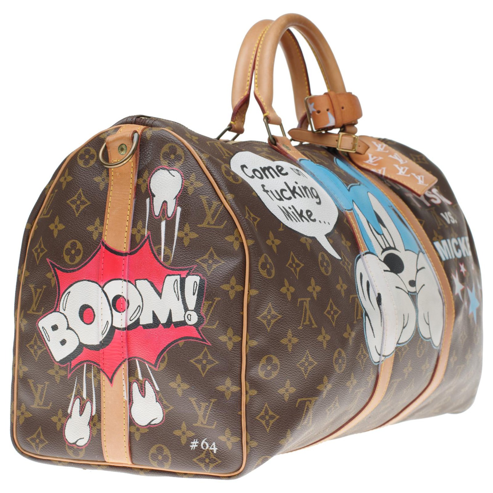 Louis Vuitton Louis Vuitton Keepall Travel Bag 50 shoulder strap in custom monogram canvas &quot;Mike ...