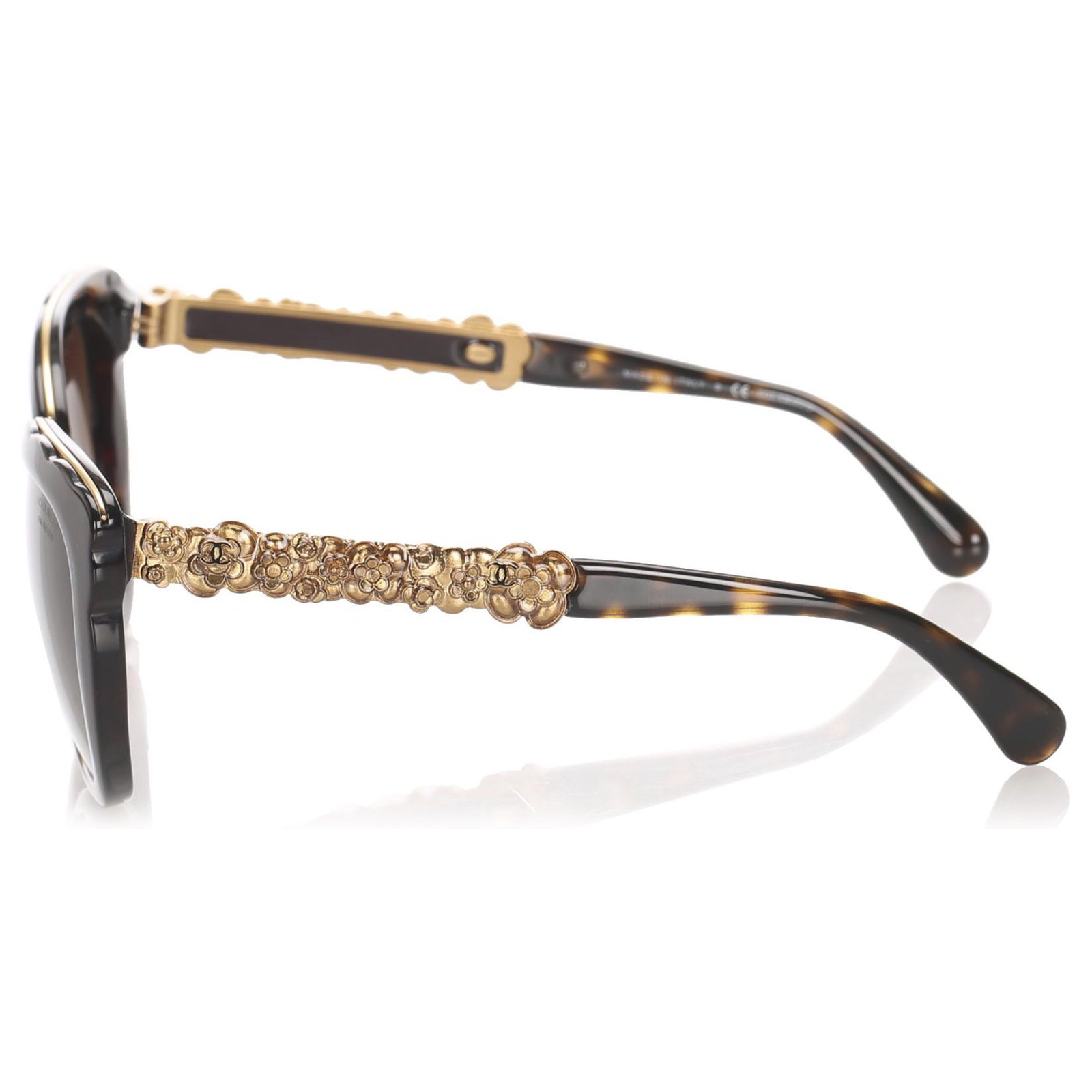 Chanel Brown / Gold Bijoux Polarized Sunglasses