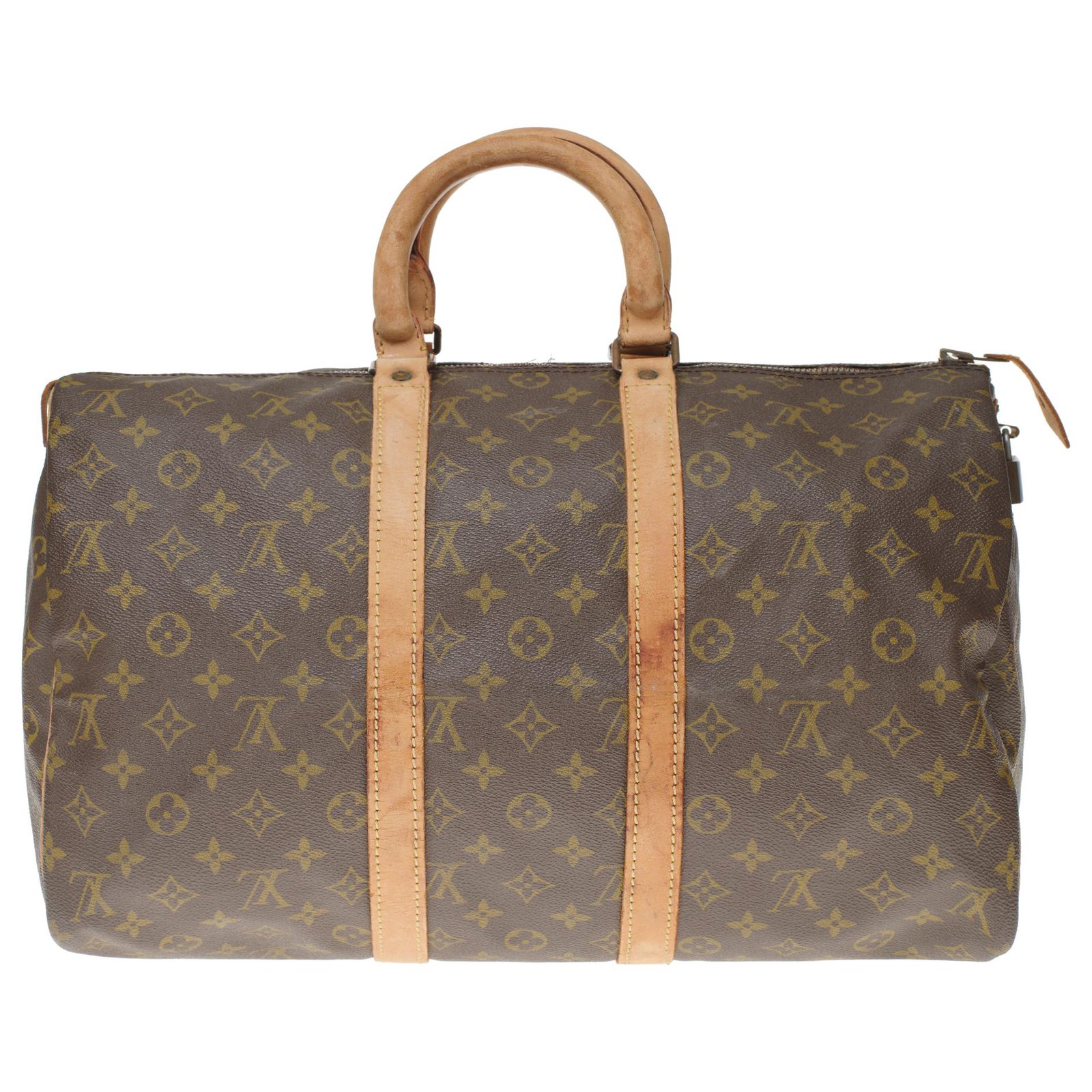 Louis Vuitton Sac de voyage Keepall 45 en toile Monogram Cuir Marron ref.195045 Joli Closet