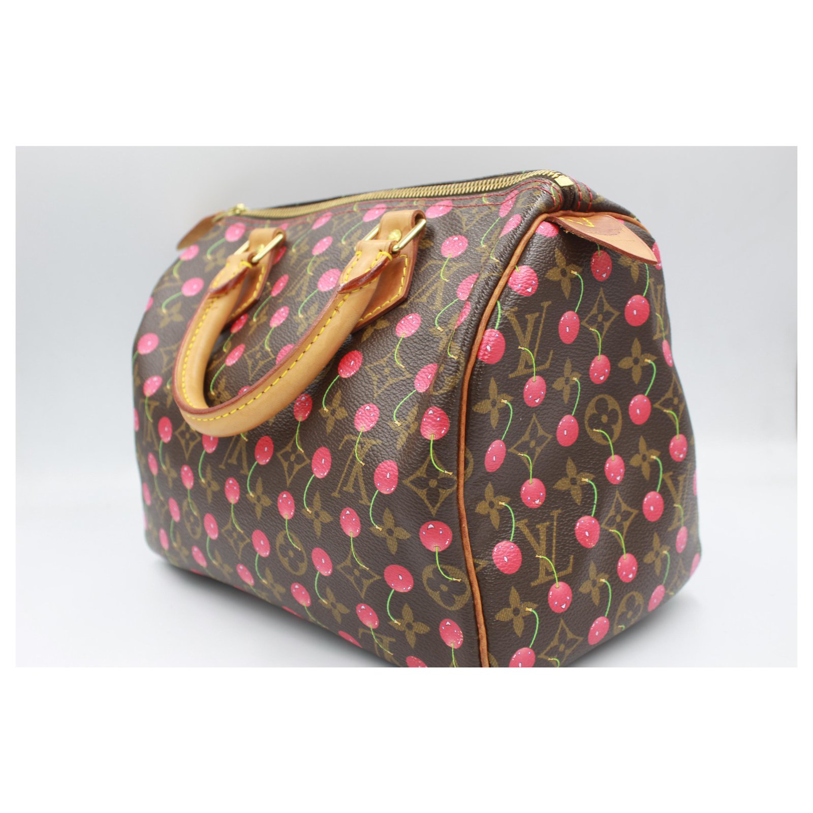 Louis Vuitton Speedy 25 handbag with cherries, by haruki Murakami