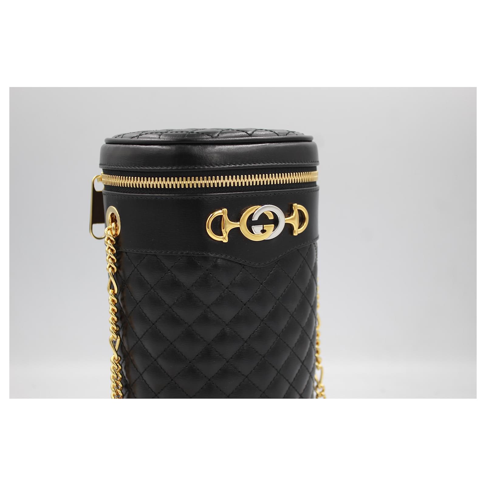 black gucci crossbody with gold chain