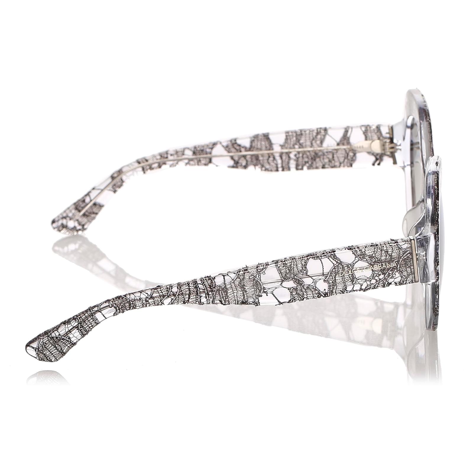Dolce Gabbana Dolce&Gabbana Gray Lace Print Round Mirror